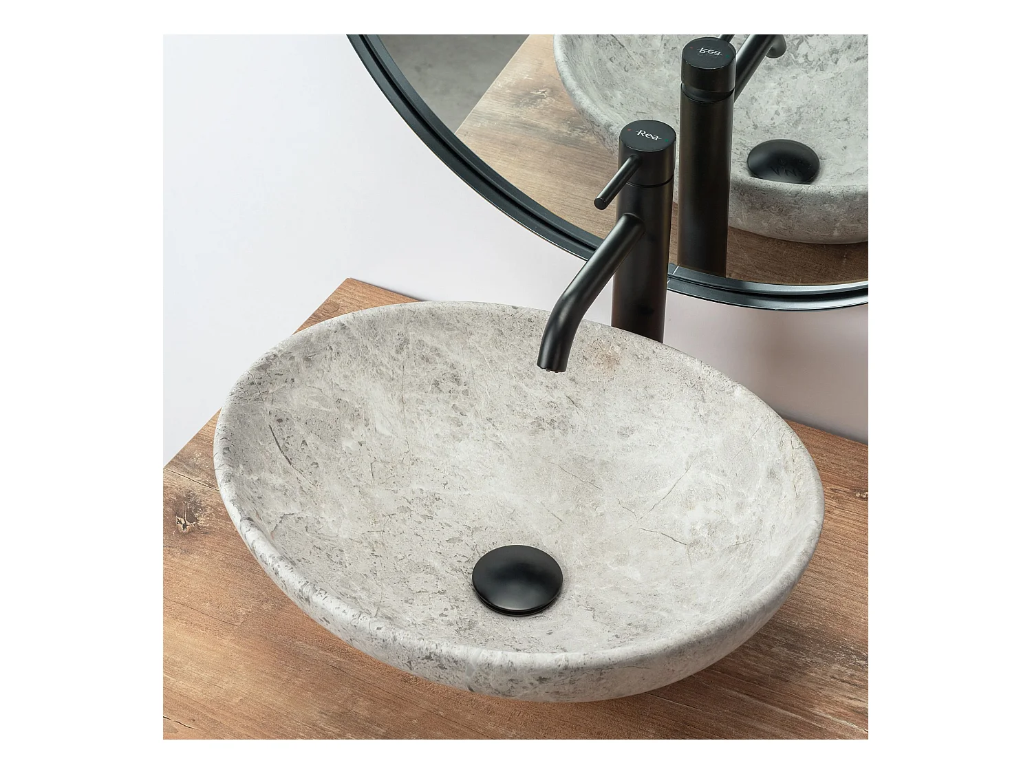 Lavabo Sobre Encimera Rea Sofia Light Stone Grey