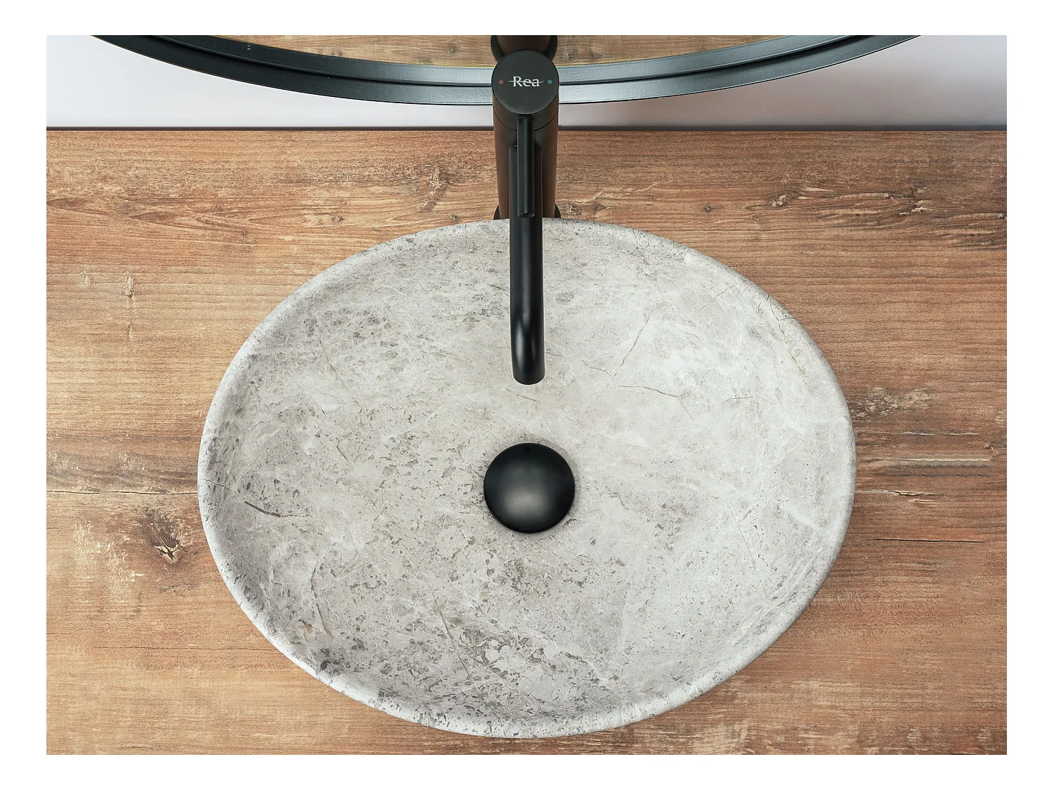 Lavabo Sobre Encimera Rea Sofia Light Stone Grey