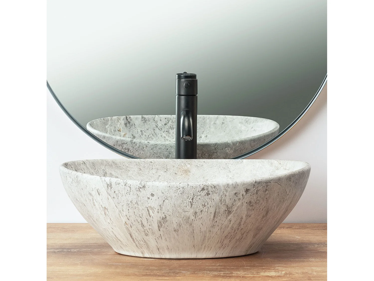 Lavabo Sobre Encimera Rea Sofia Light Stone Oval Grey