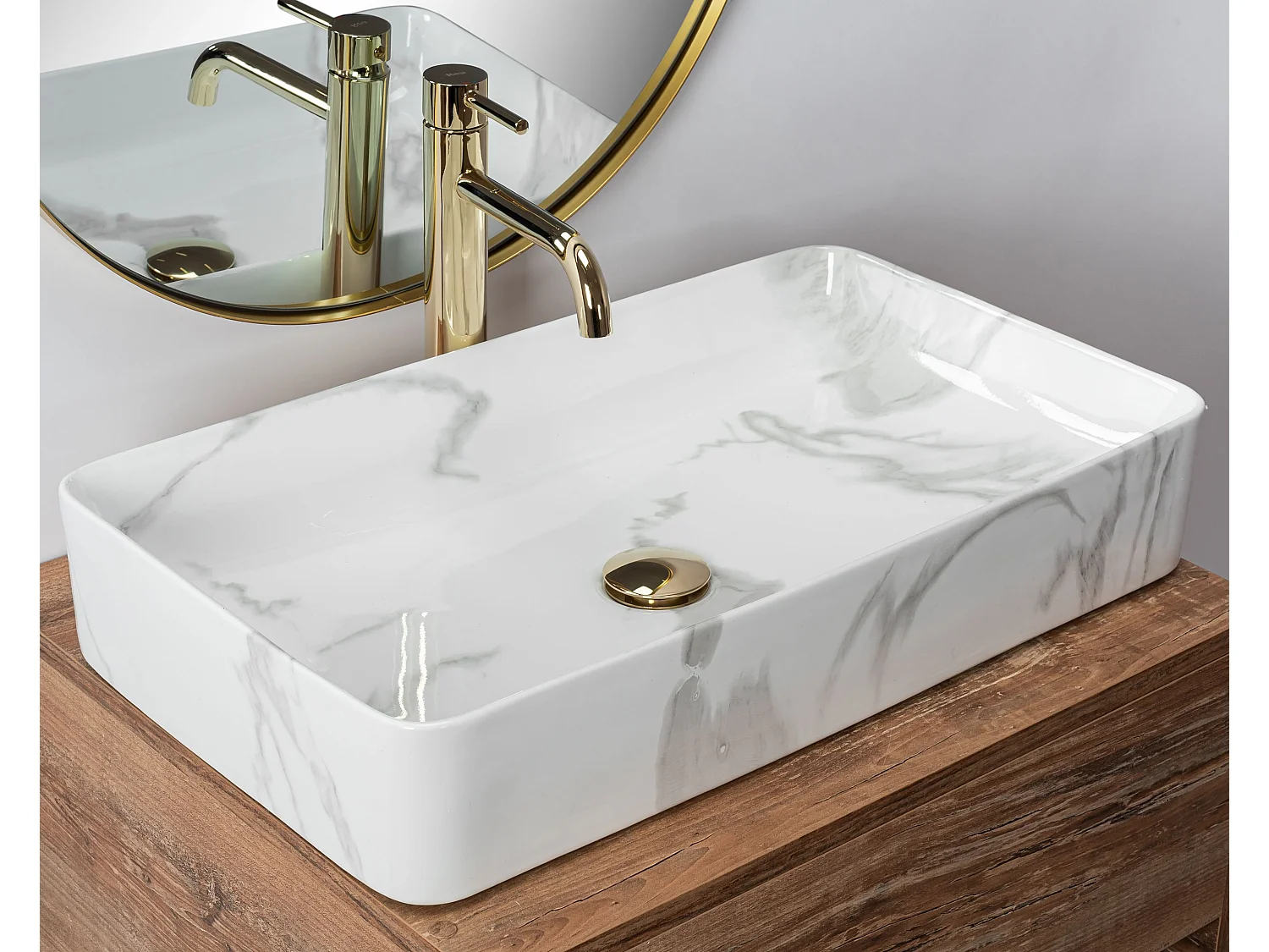 Opzetwastafel Rea Denis Marmo Shiny White