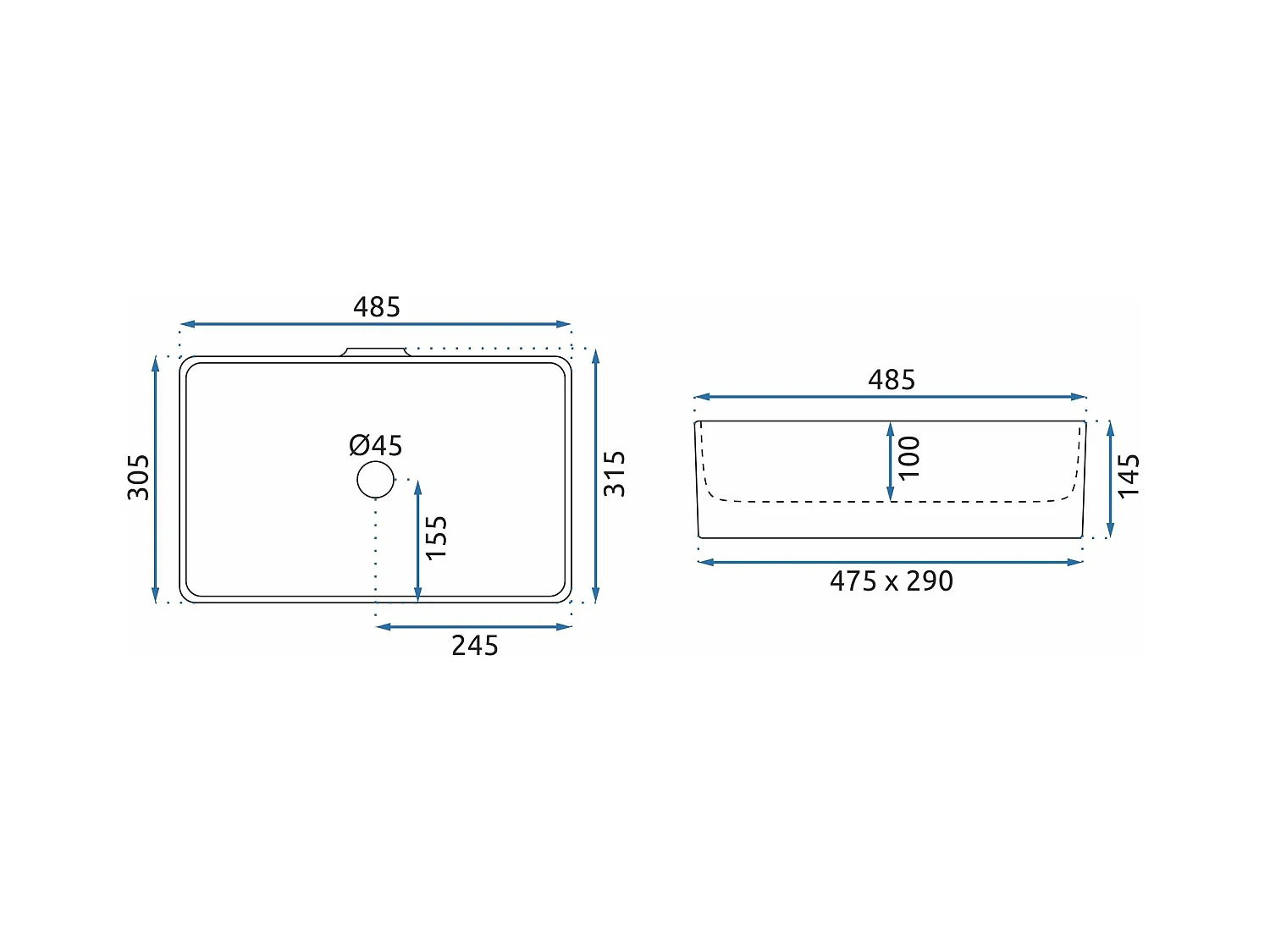 Vasque À Poser Rea Berta 48 White