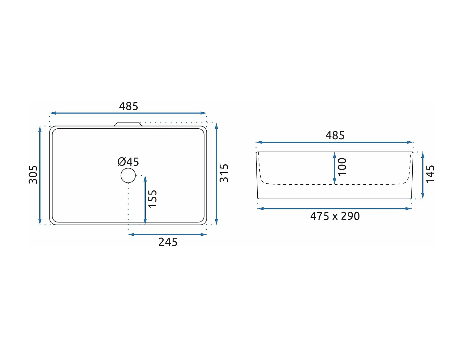 Vasque À Poser Rea Berta 48 White