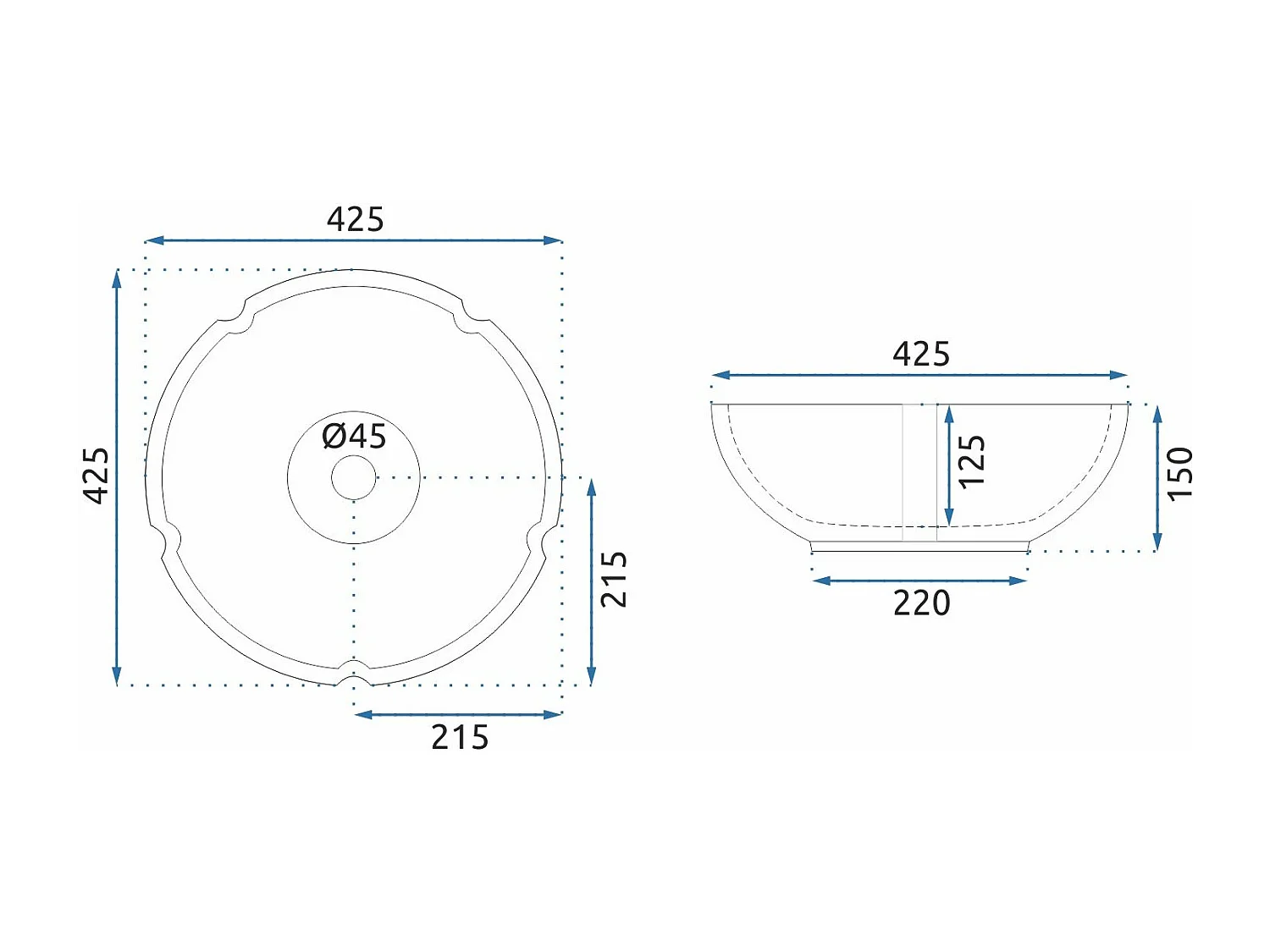 Lavabo Sobre Encimera Rea Vivien Blue