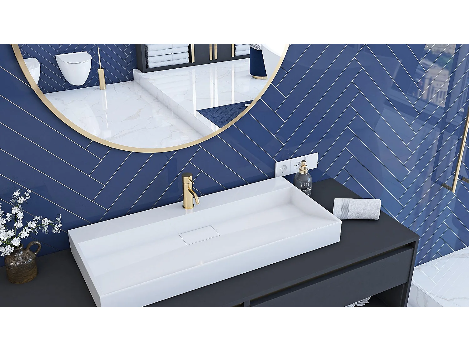 Lavabo In Conglomerato Rea Goya 70 White