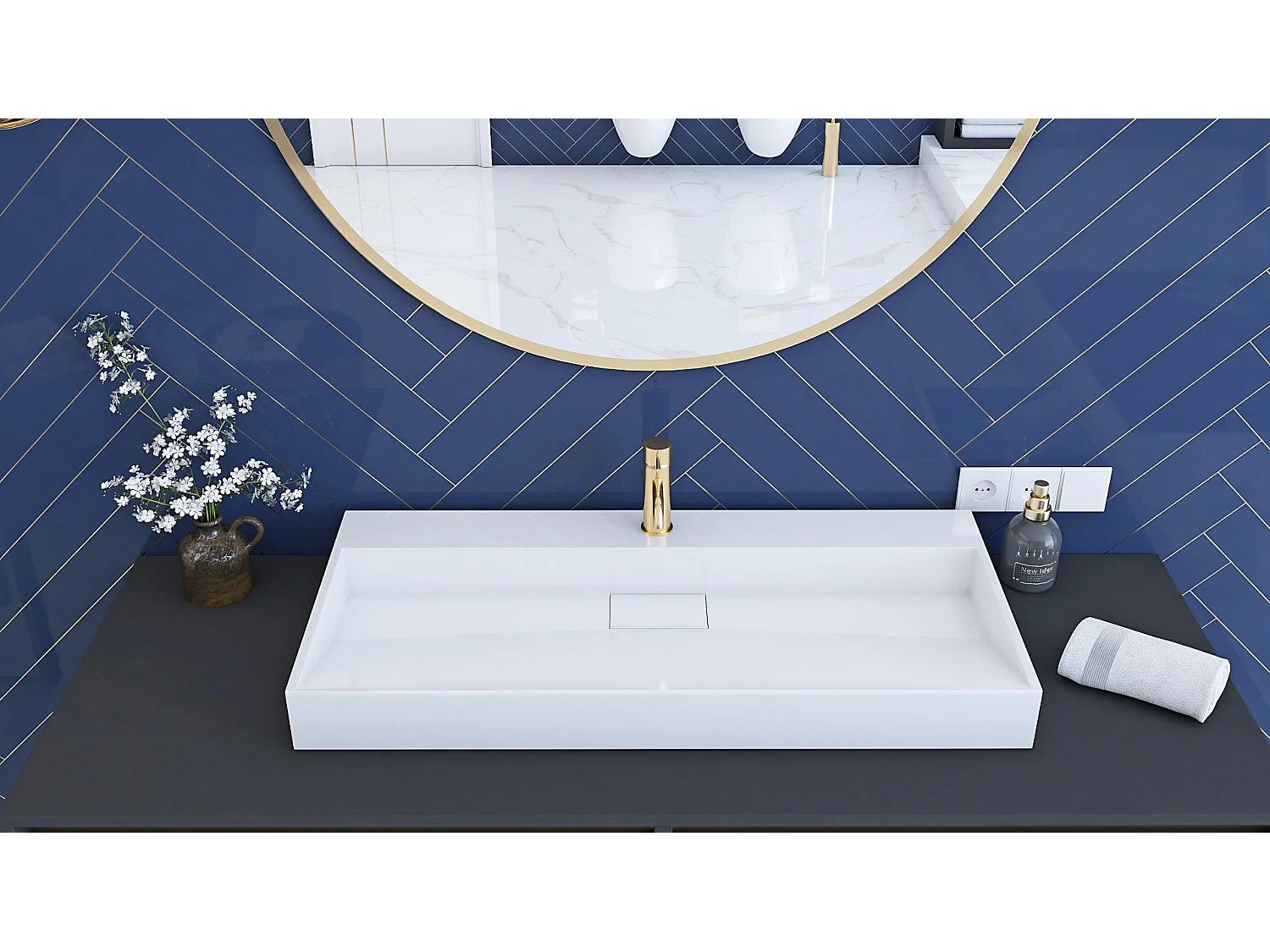 Lavabo In Conglomerato Rea Goya 70 White