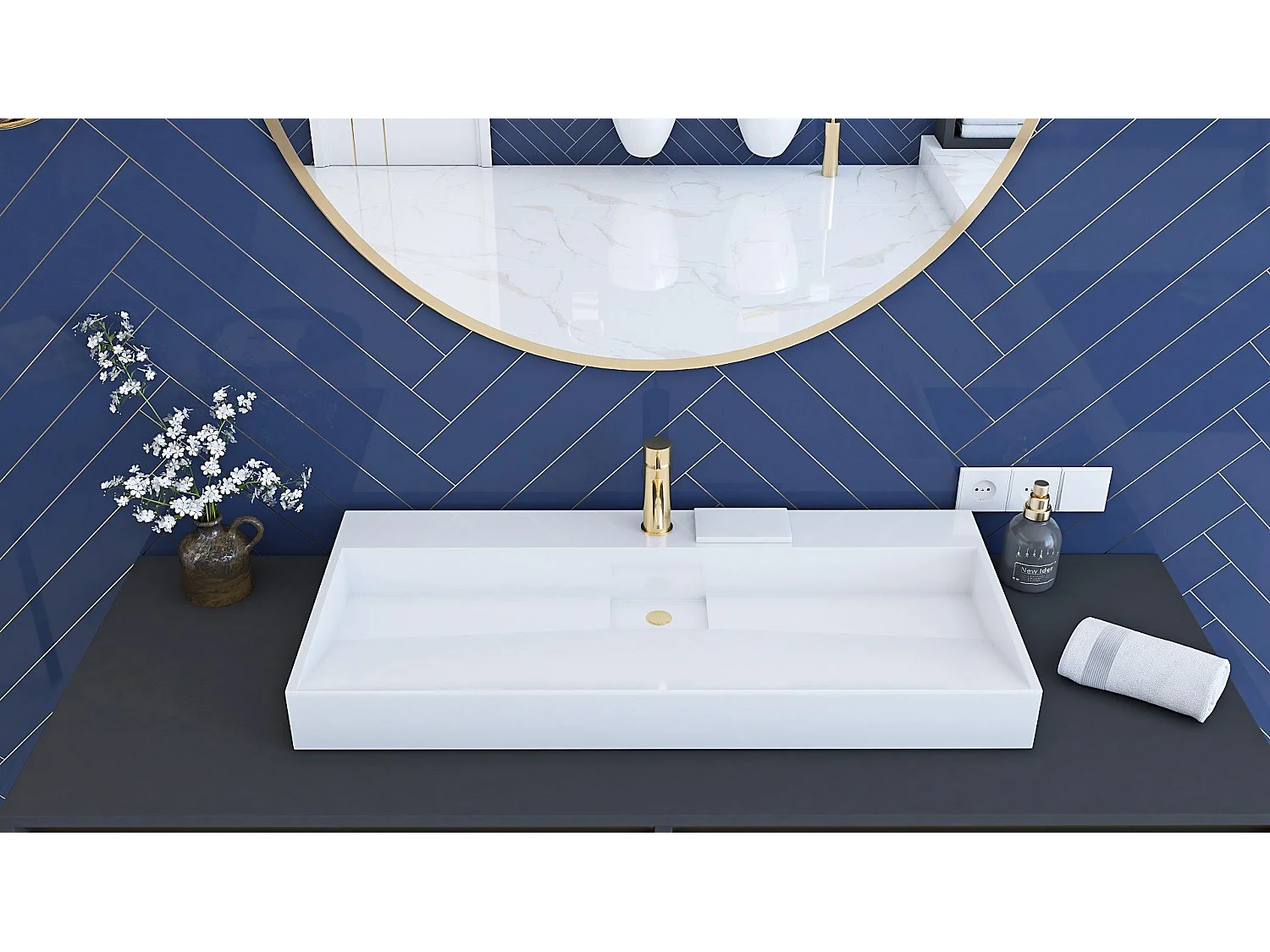 Lavabo In Conglomerato Rea Goya 70 White