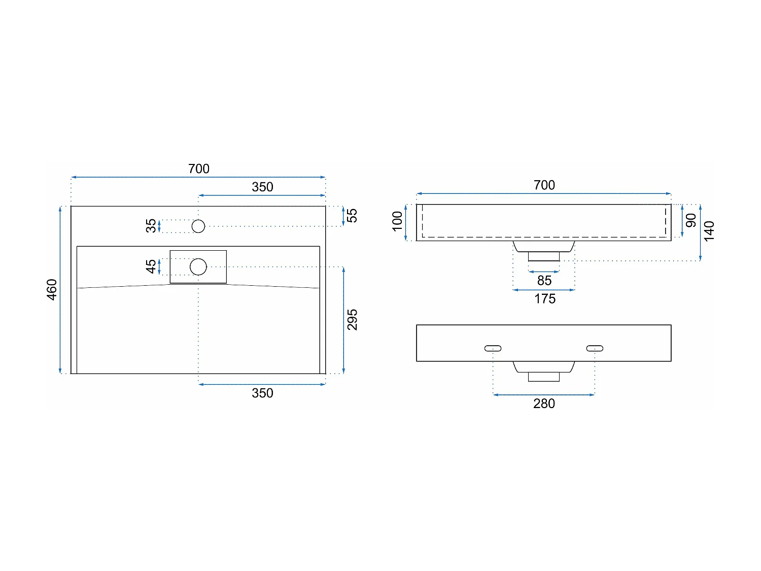 Lavabo In Conglomerato Rea Goya 70 White