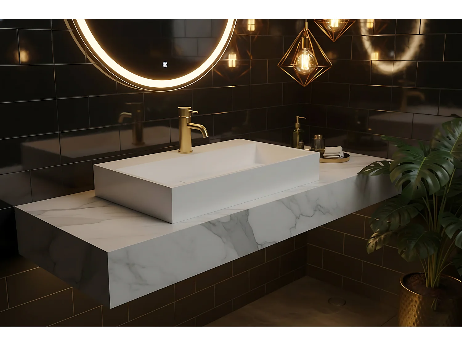 Vasque En Conglomérat Rea Goya 70 White