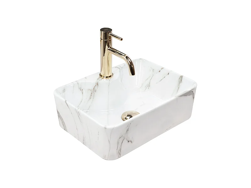 Lavabo Da Appoggio Rea Kelly Mini Shiny Aiax White Rectangle