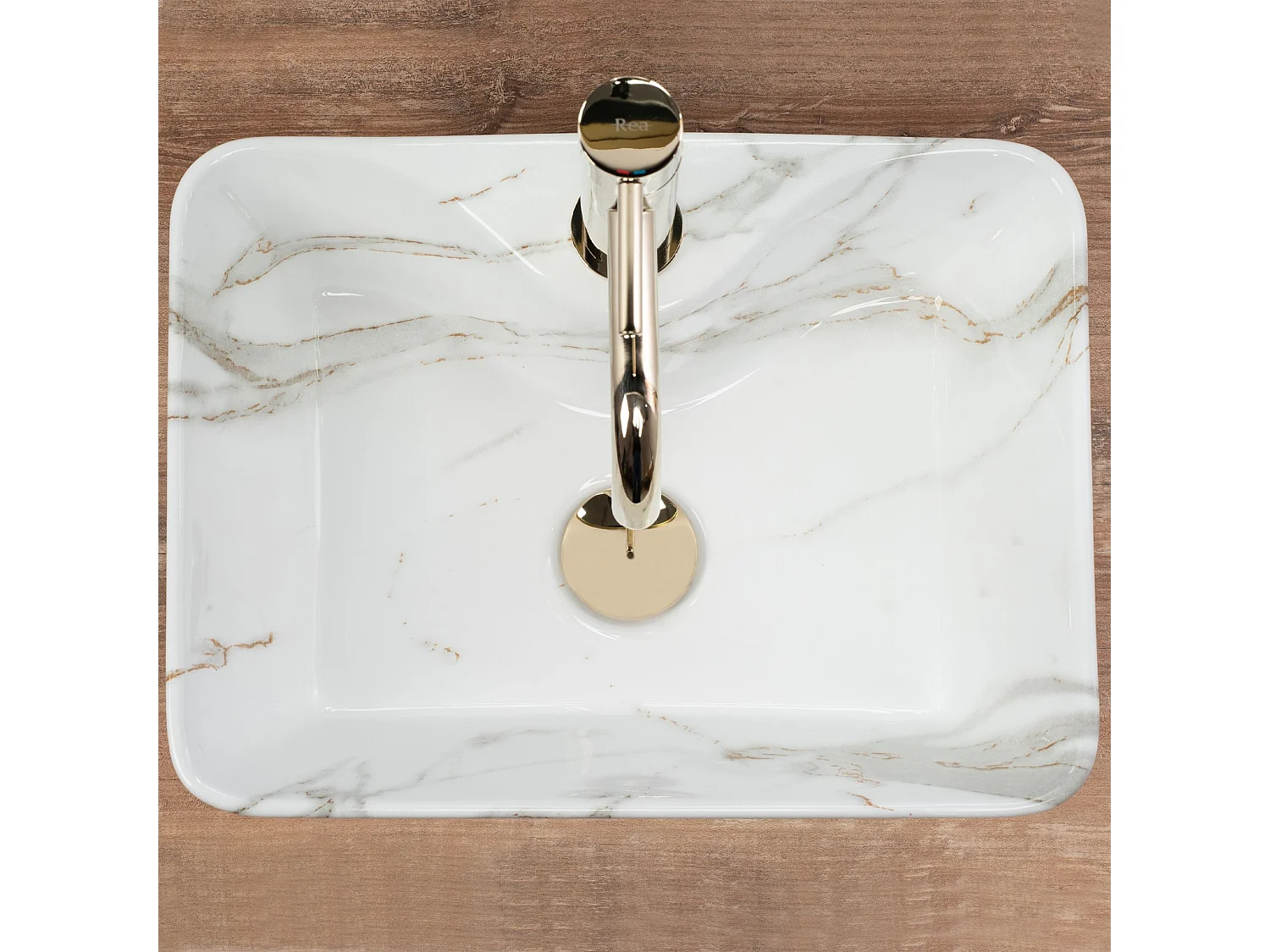 Opzetwastafel Rea Kelly Mini Shiny Aiax White Rectangle