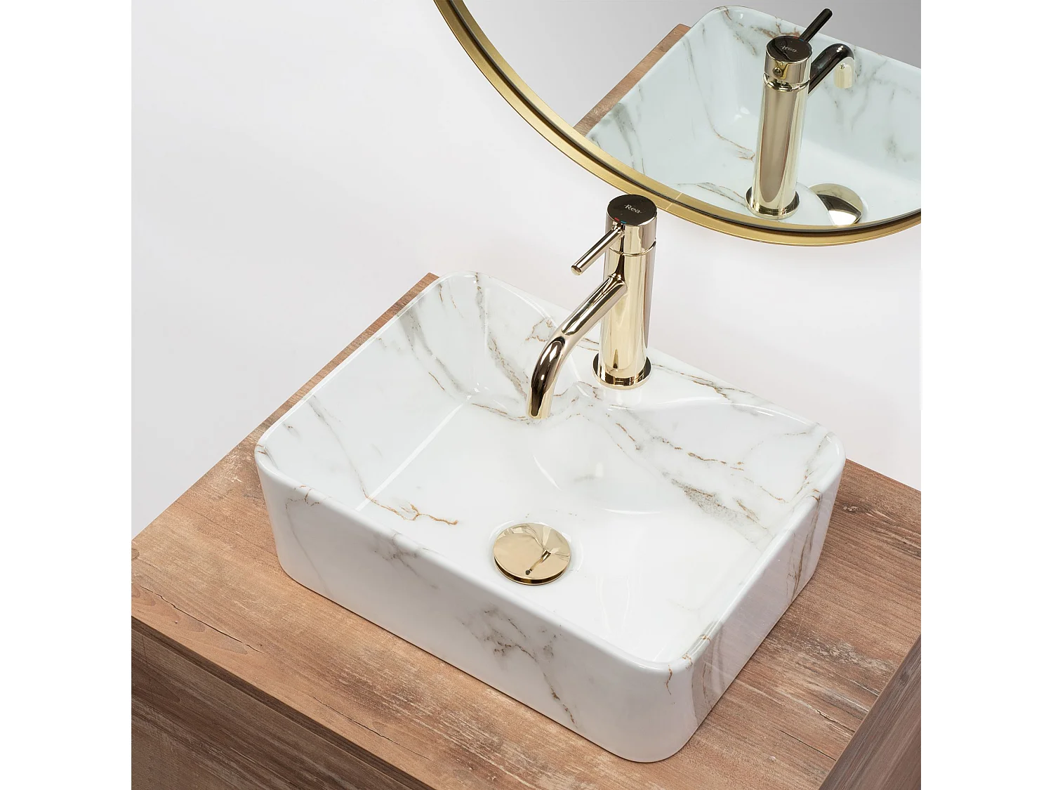 Vasque À Poser Rea Kelly Mini Shiny Aiax White Rectangle