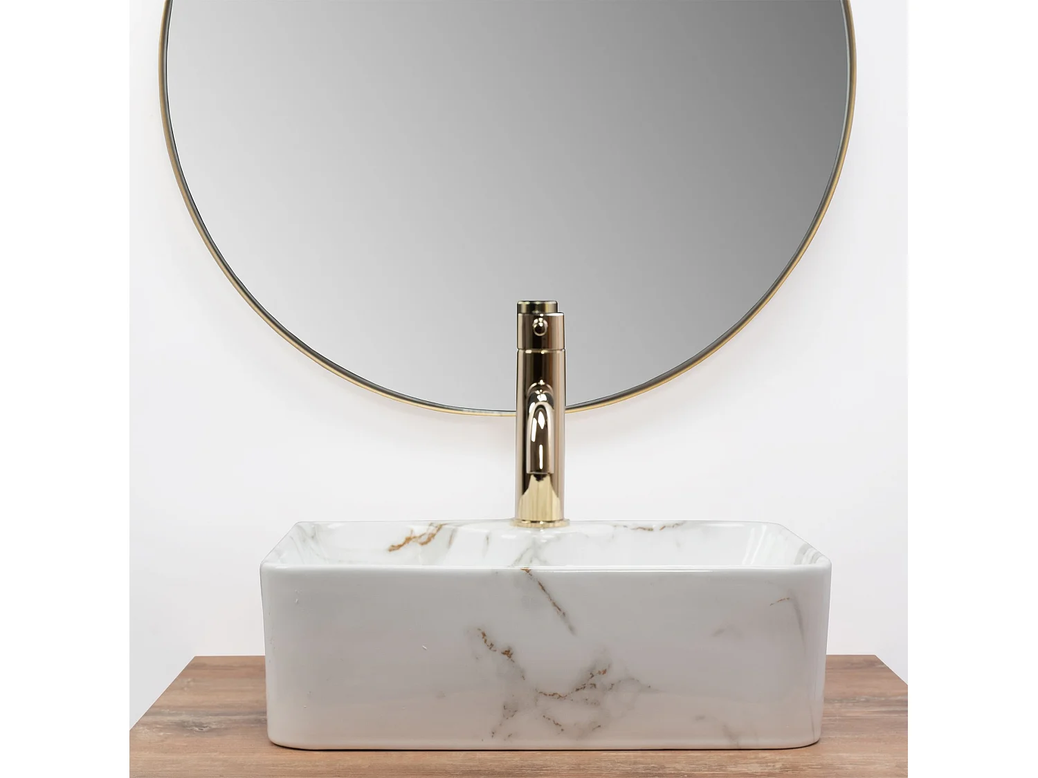 Vasque À Poser Rea Kelly Mini Shiny Aiax White Rectangle