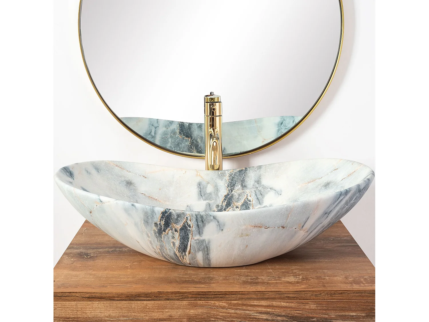 Lavabo Da Appoggio Rea Royal Granit White