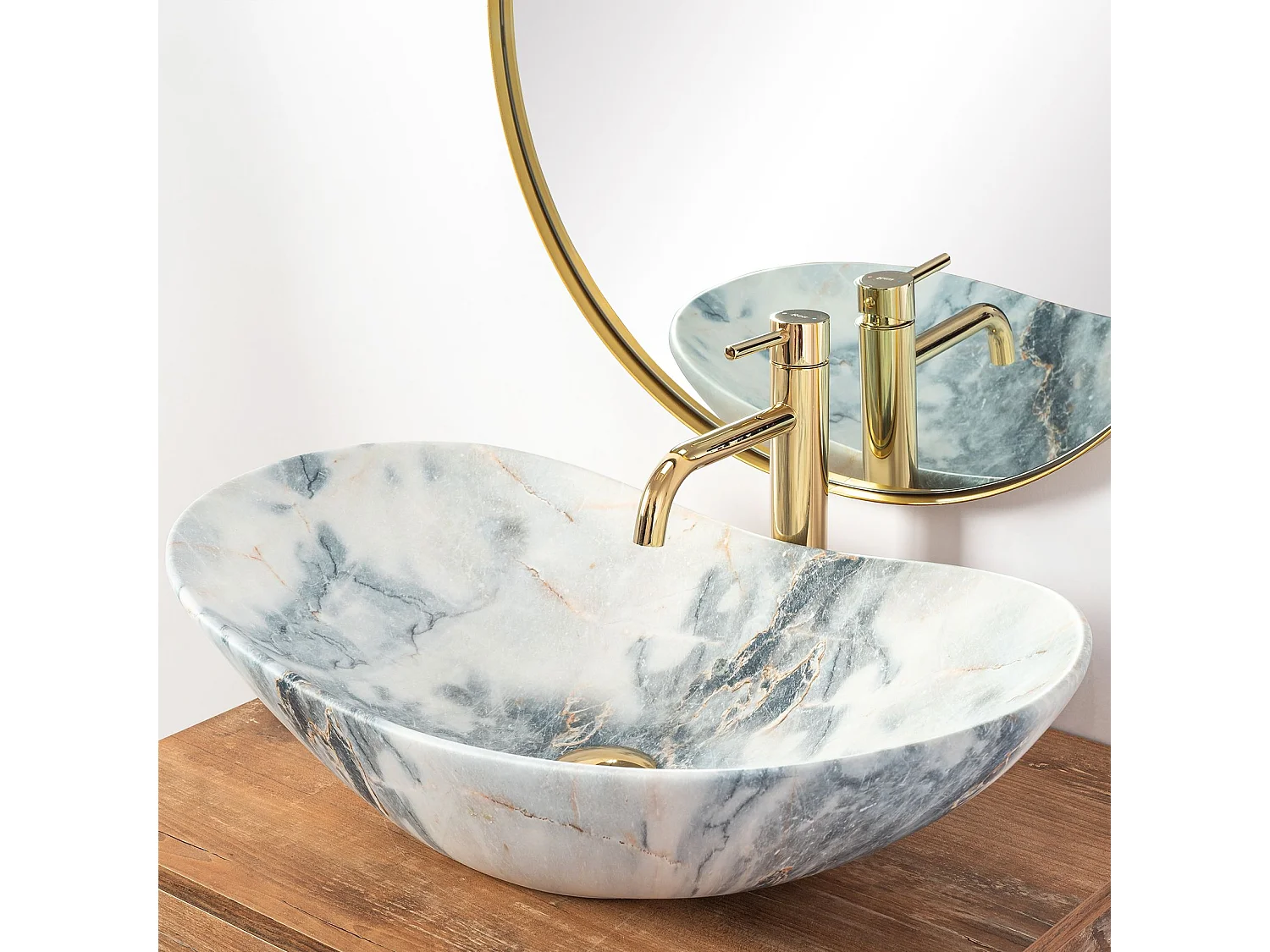 Lavabo Da Appoggio Rea Royal Granit White