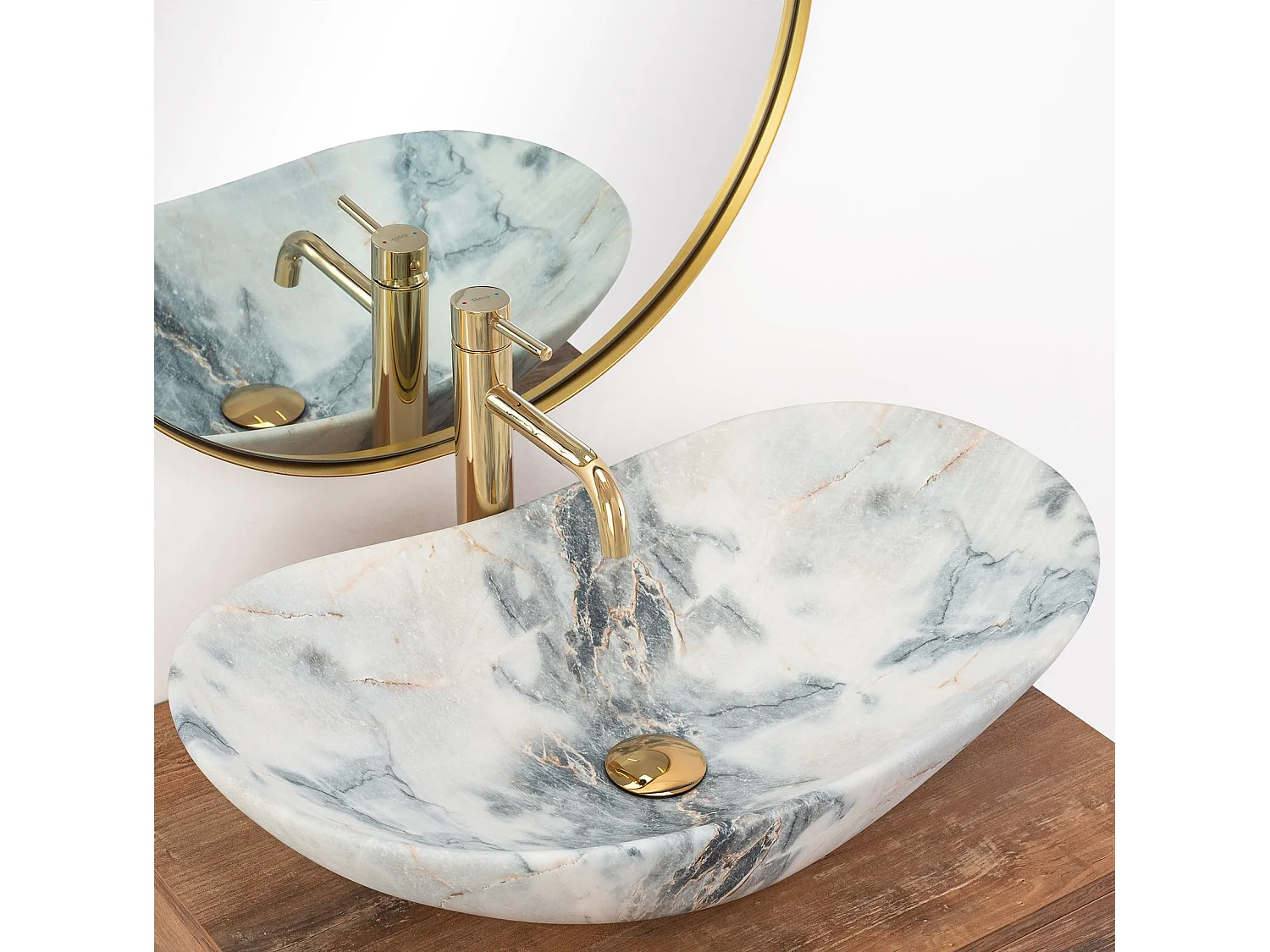 Lavabo Da Appoggio Rea Royal Granit White