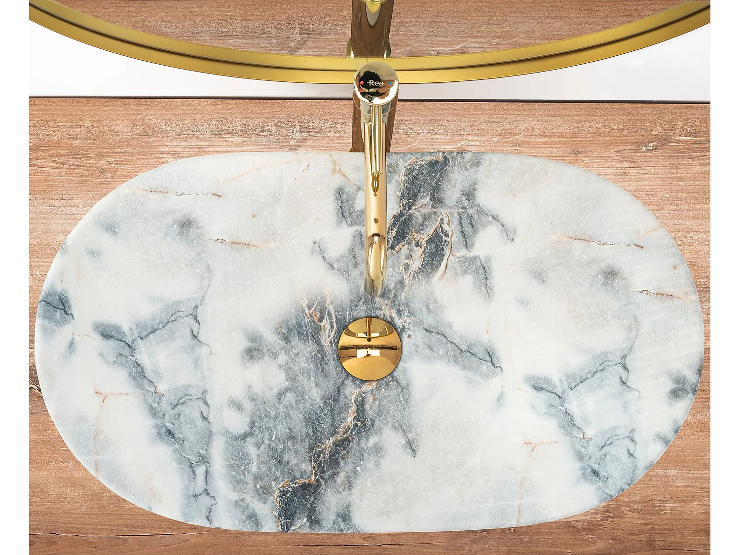 Lavabo Da Appoggio Rea Royal Granit White