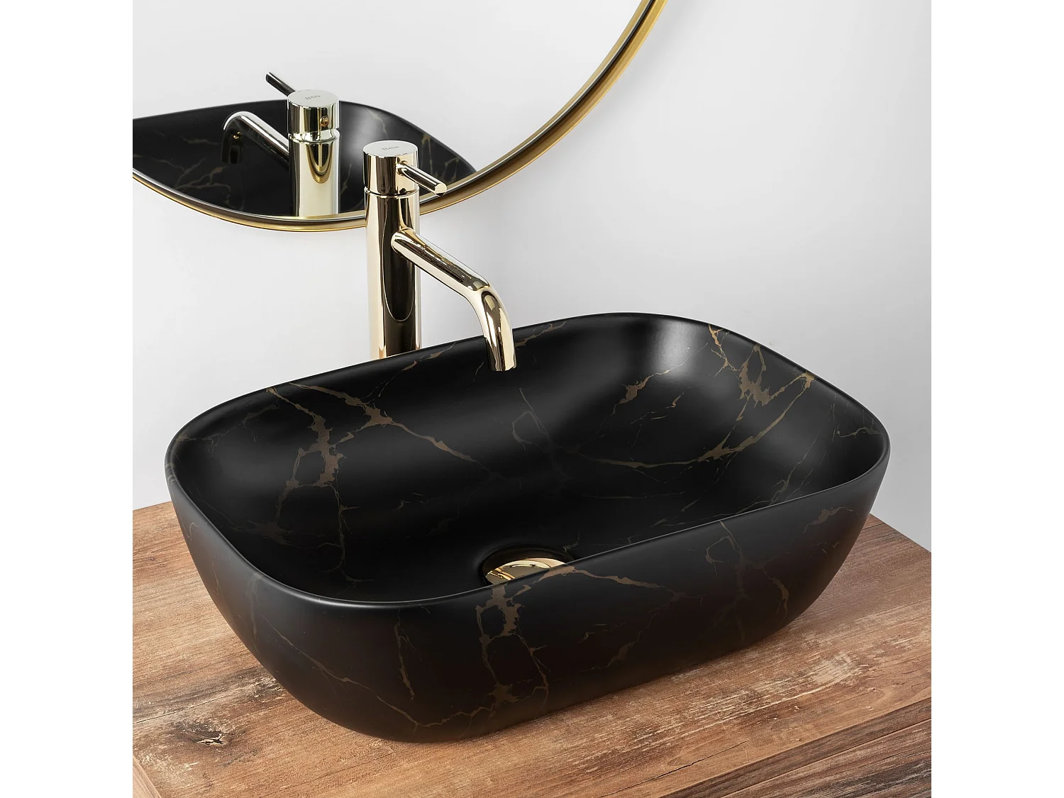 Aufsatzwaschbecken Rea Belinda Marble Matt Black