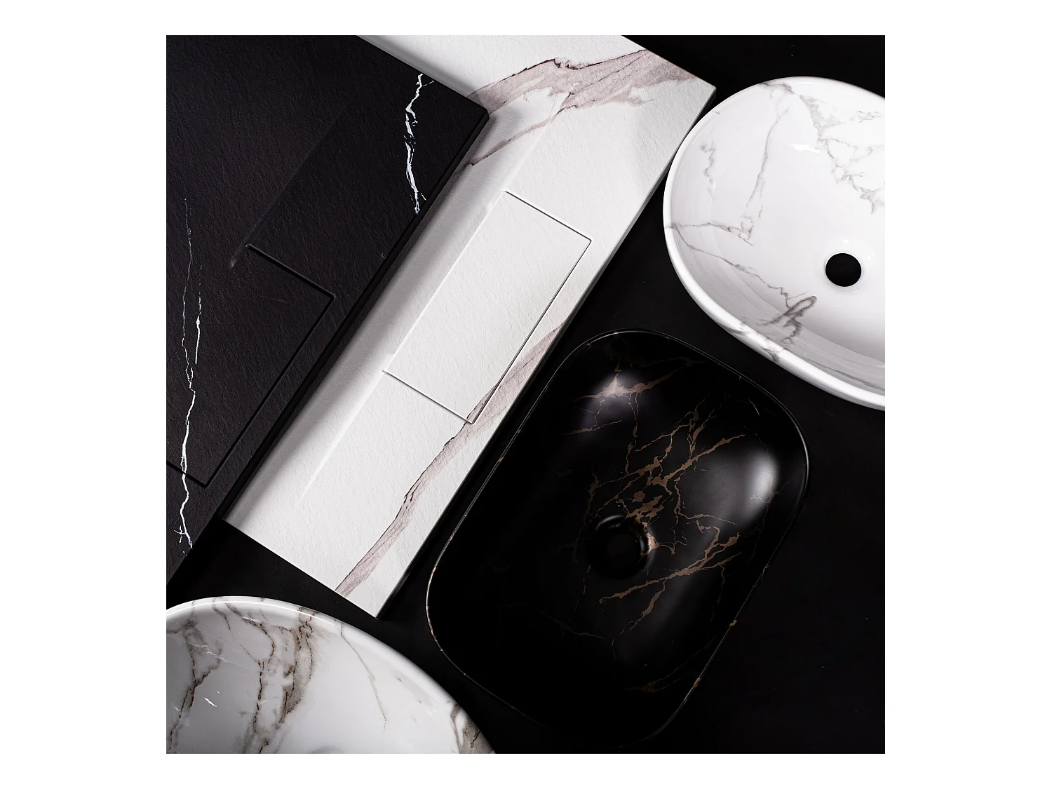 Lavabo Sobre Encimera Rea Belinda Marble Matt Black