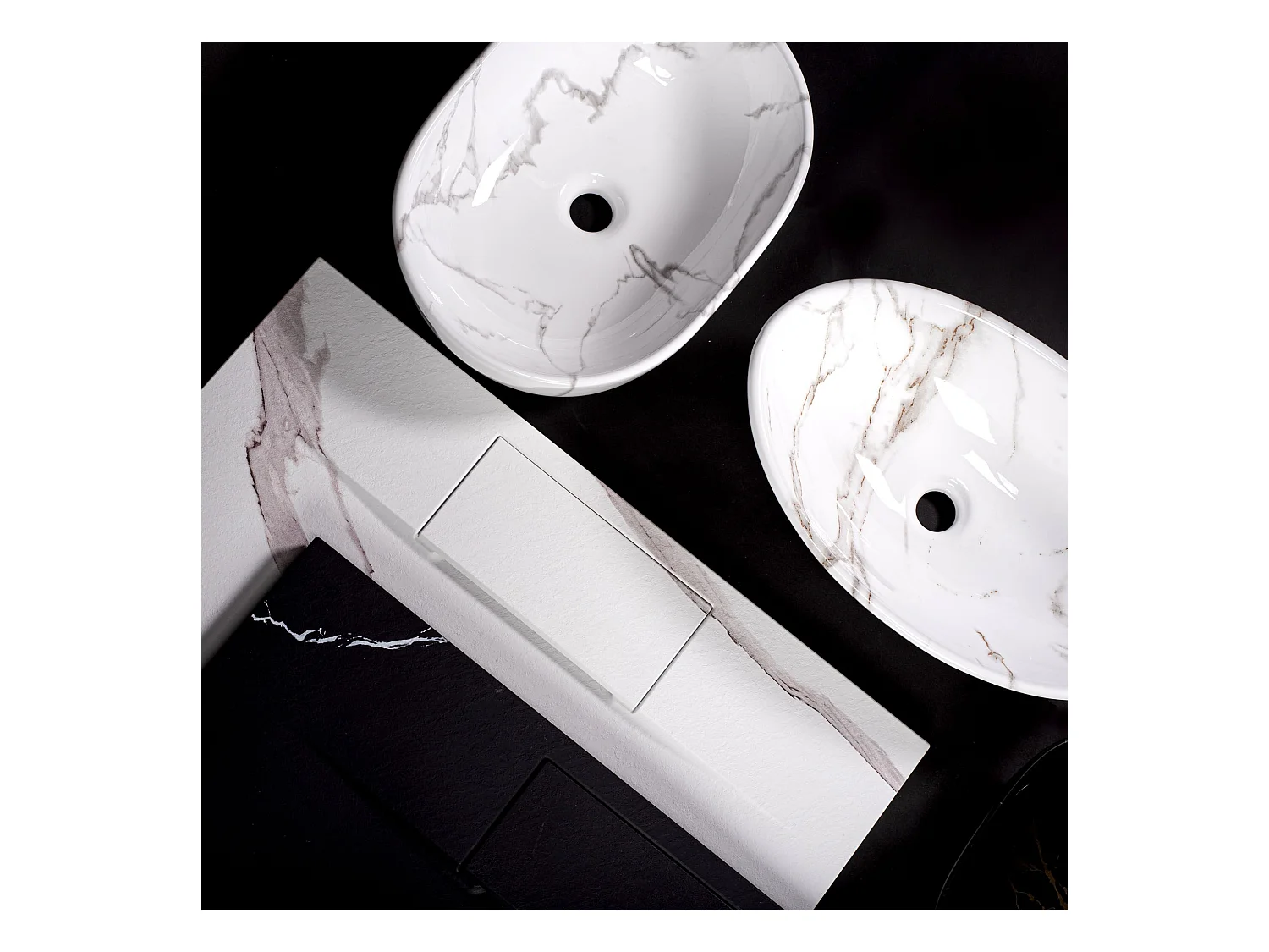 Lavabo Sobre Encimera Rea Belinda Marble Matt Black