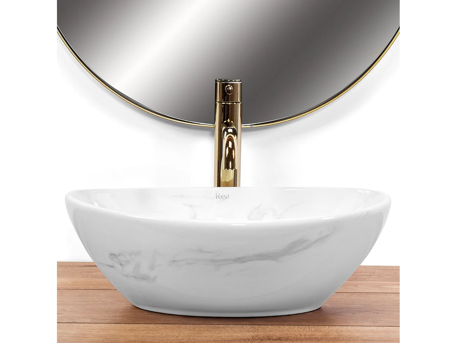 Lavabo Da Appoggio Rea Sofia Marble Nature White Oval