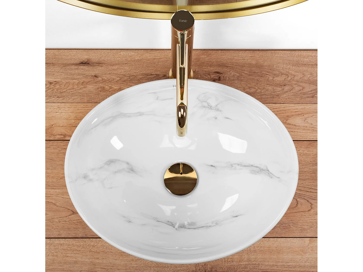 Lavabo Da Appoggio Rea Sofia Marble Nature White Oval