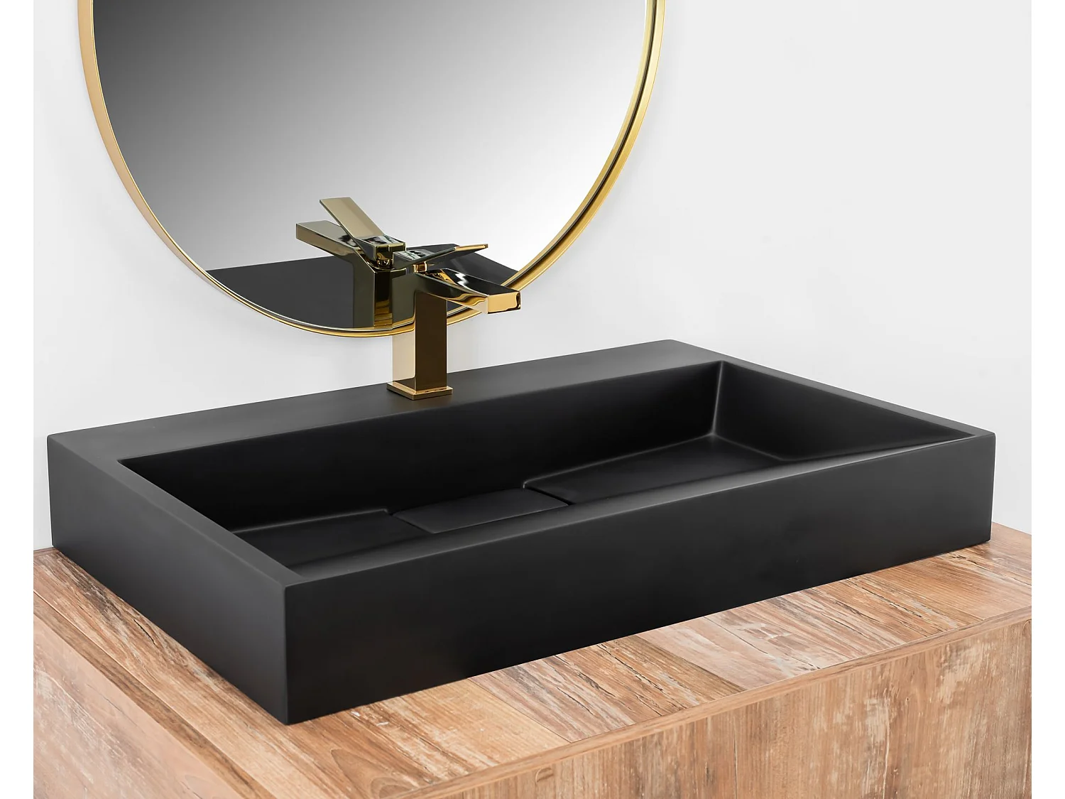 Vasque En Conglomérat Rea Goya Black 70 Rectangle