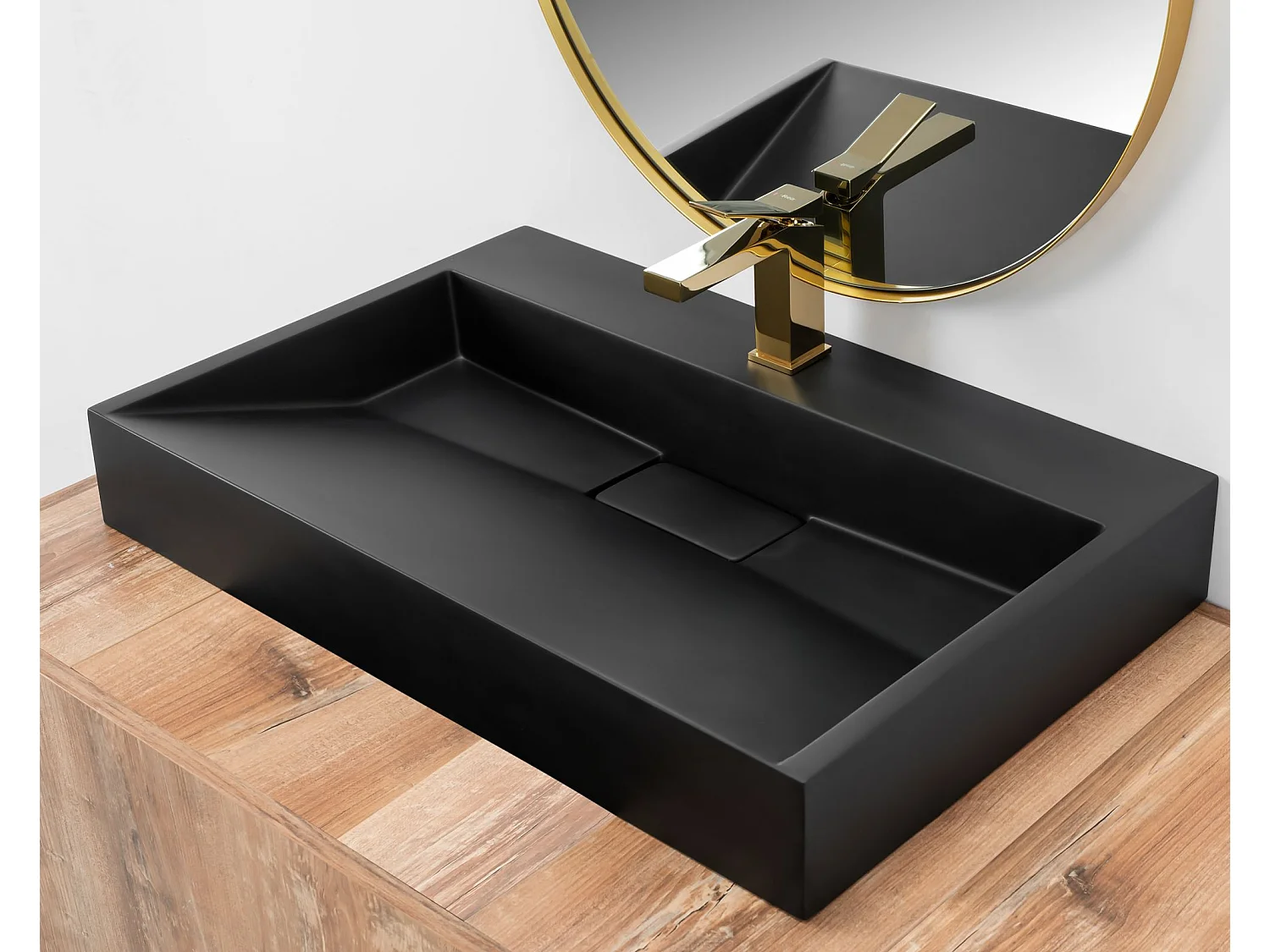 Vasque En Conglomérat Rea Goya Black 70 Rectangle