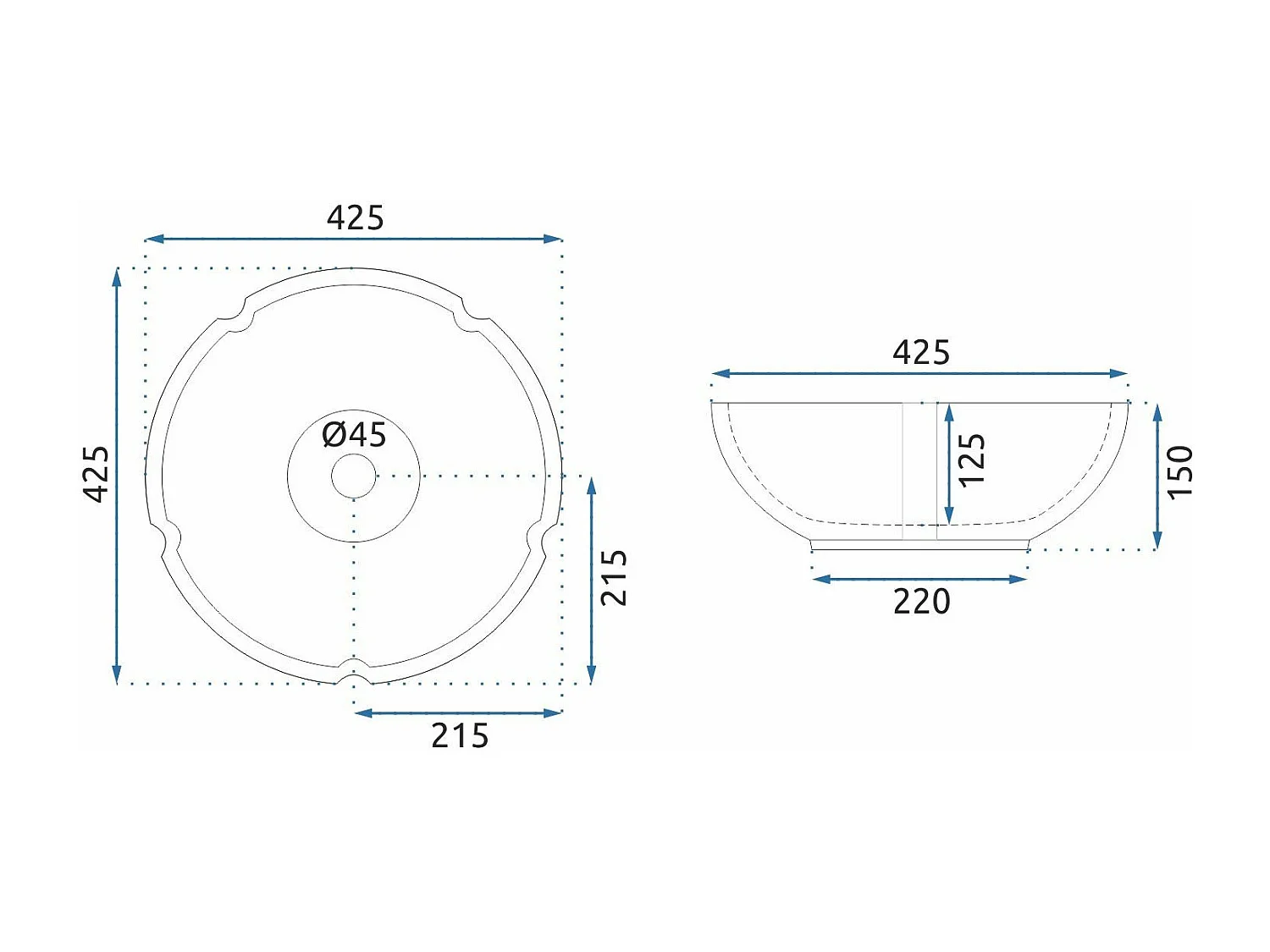Aufsatzwaschbecken Rea Marina Blue Gold