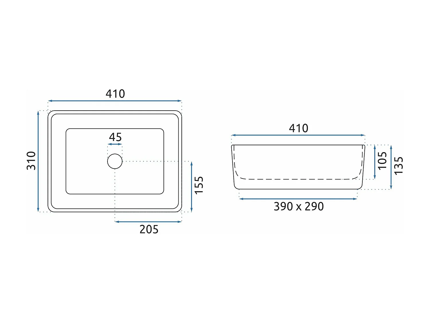 Opzetwastafel Rea Anita Mini White