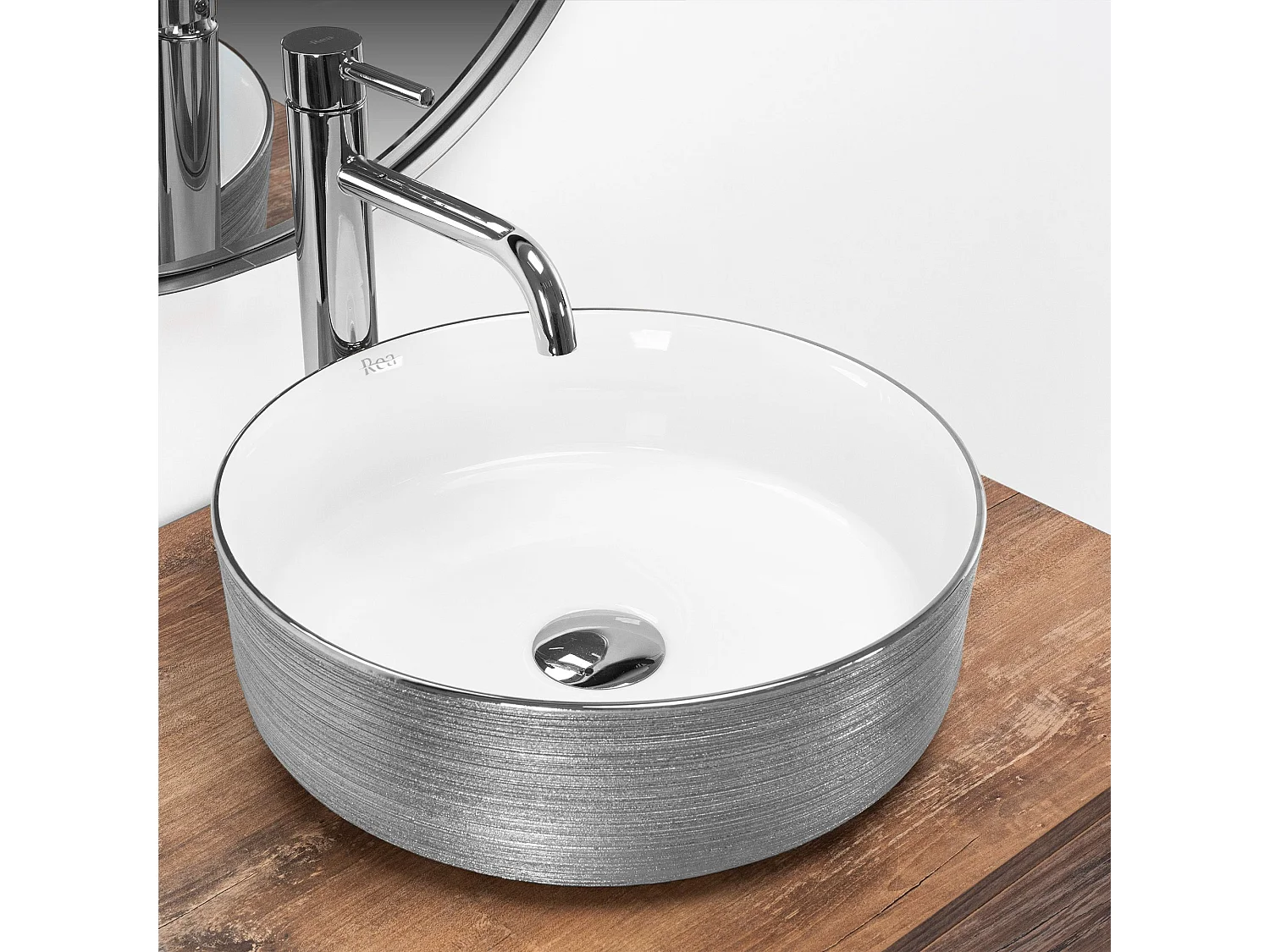 Vasque À Poser Rea Sami White Grey