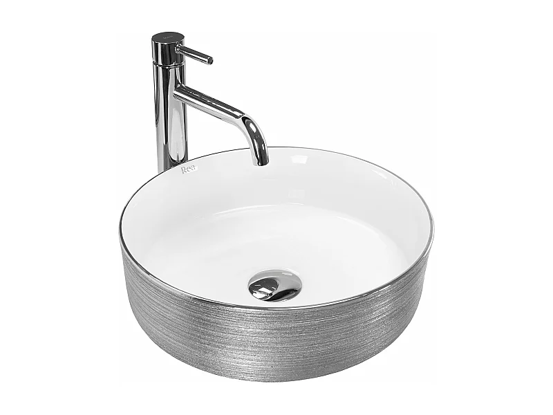 Lavabo Da Appoggio Rea Sami White Grey