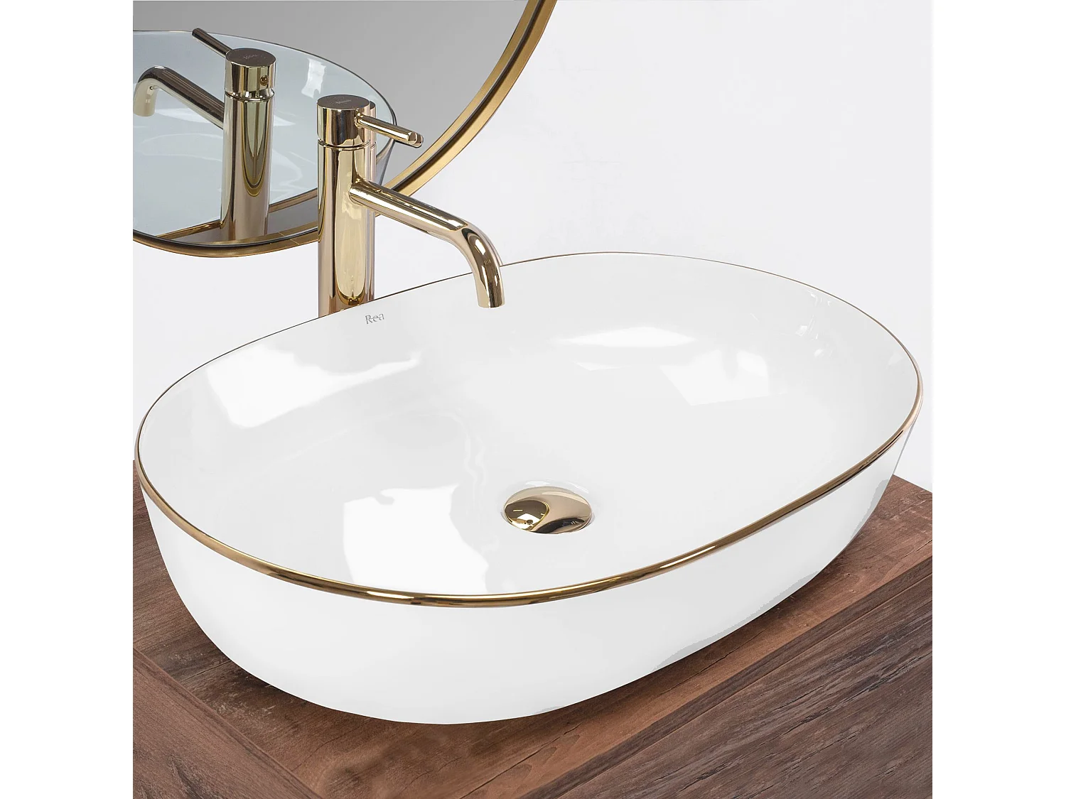 Lavabo Da Appoggio Rea Cleo 61 White Gold