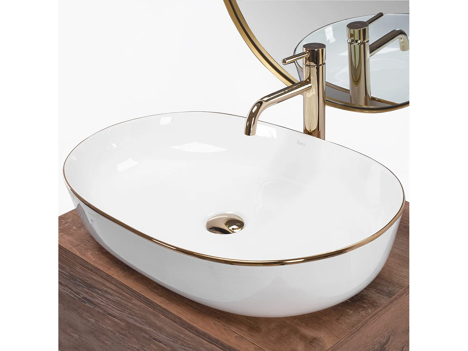 Lavabo Da Appoggio Rea Cleo 61 White Gold