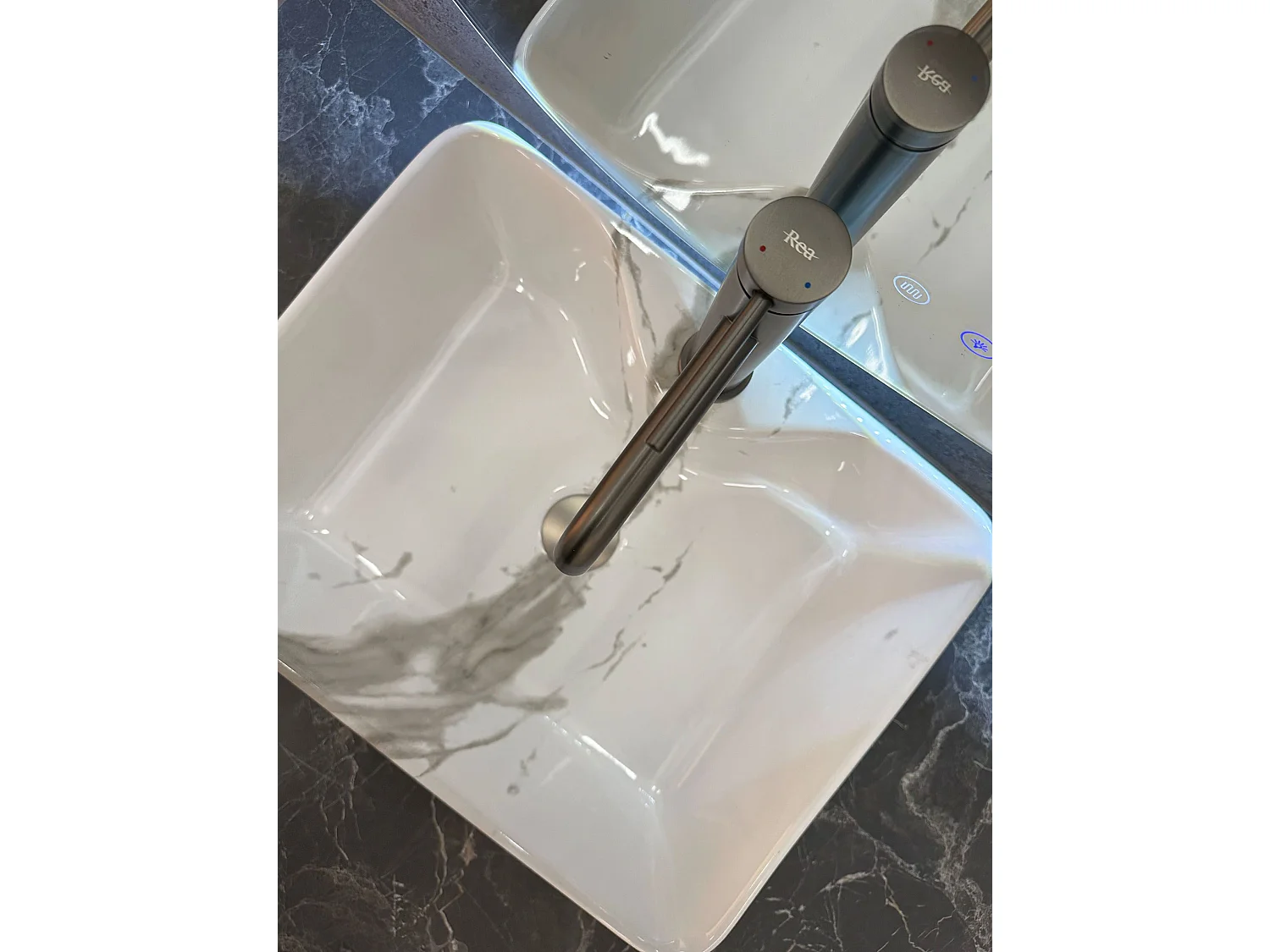 Lavabo Sobre Encimera Rea Kelly Marmo White