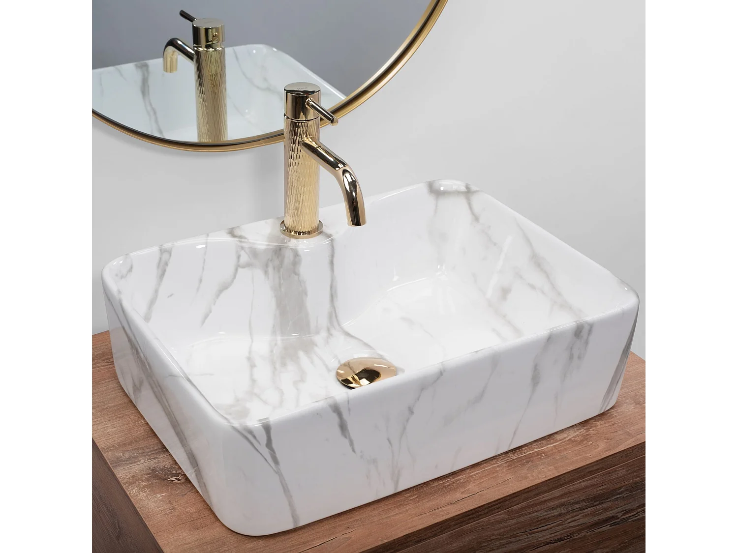 Lavabo Sobre Encimera Rea Kelly Marmo White