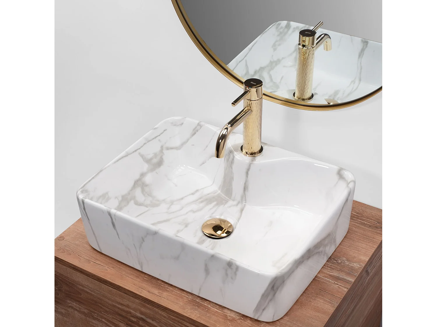Lavabo Sobre Encimera Rea Kelly Marmo White