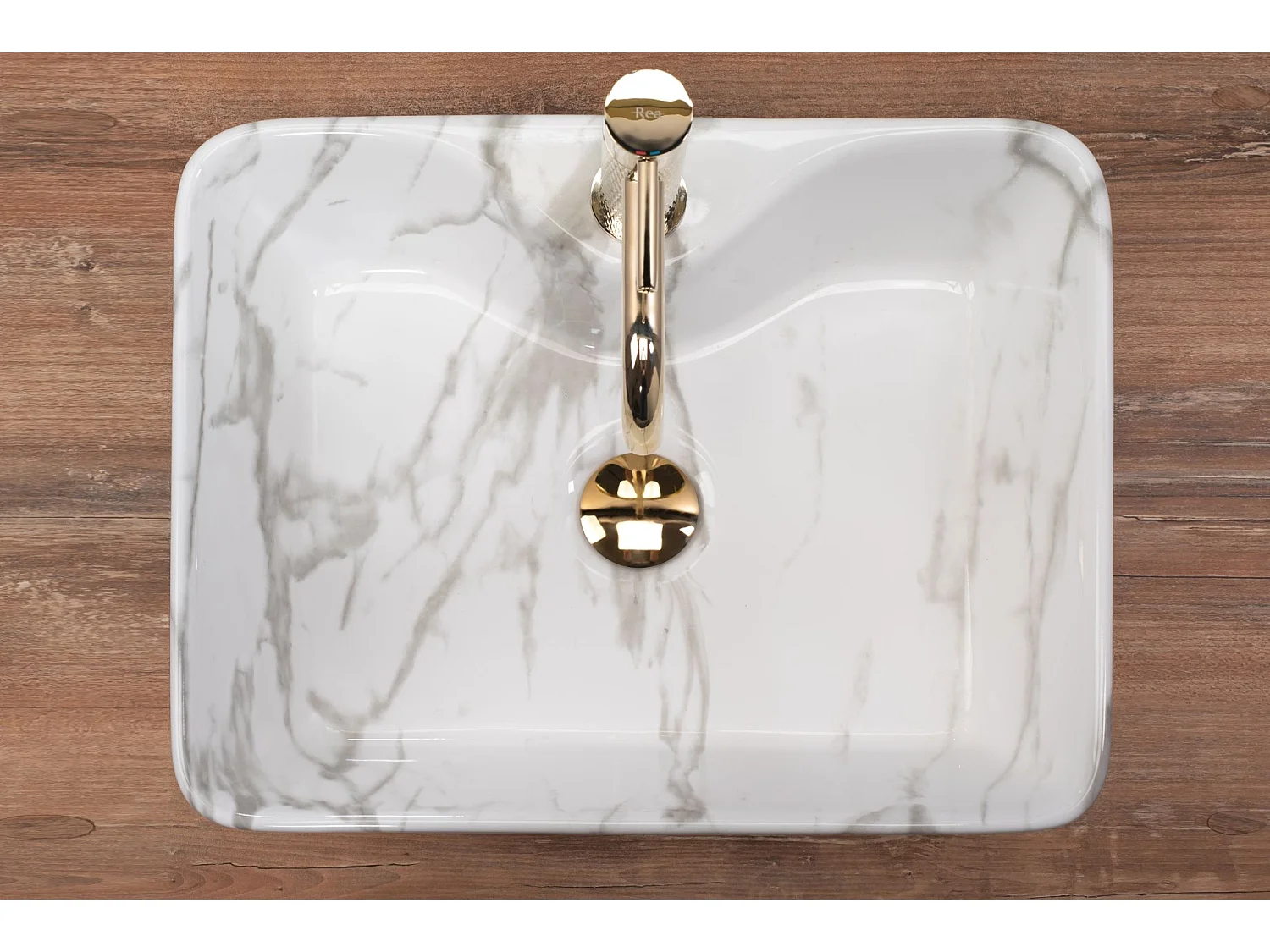 Lavabo Sobre Encimera Rea Kelly Marmo White