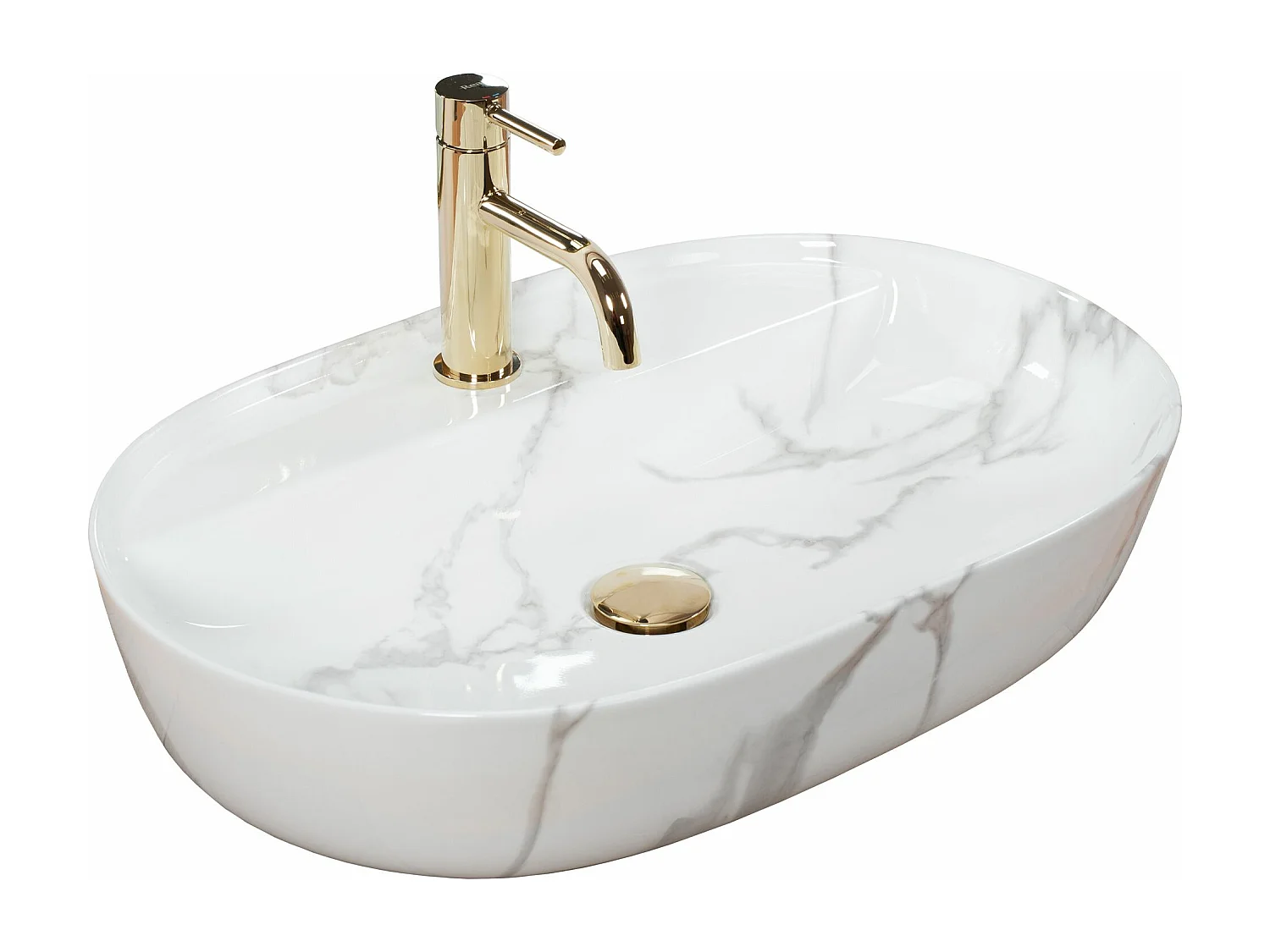 Lavabo Sobre Encimera Rea Aura 61 Marmo Shiny White