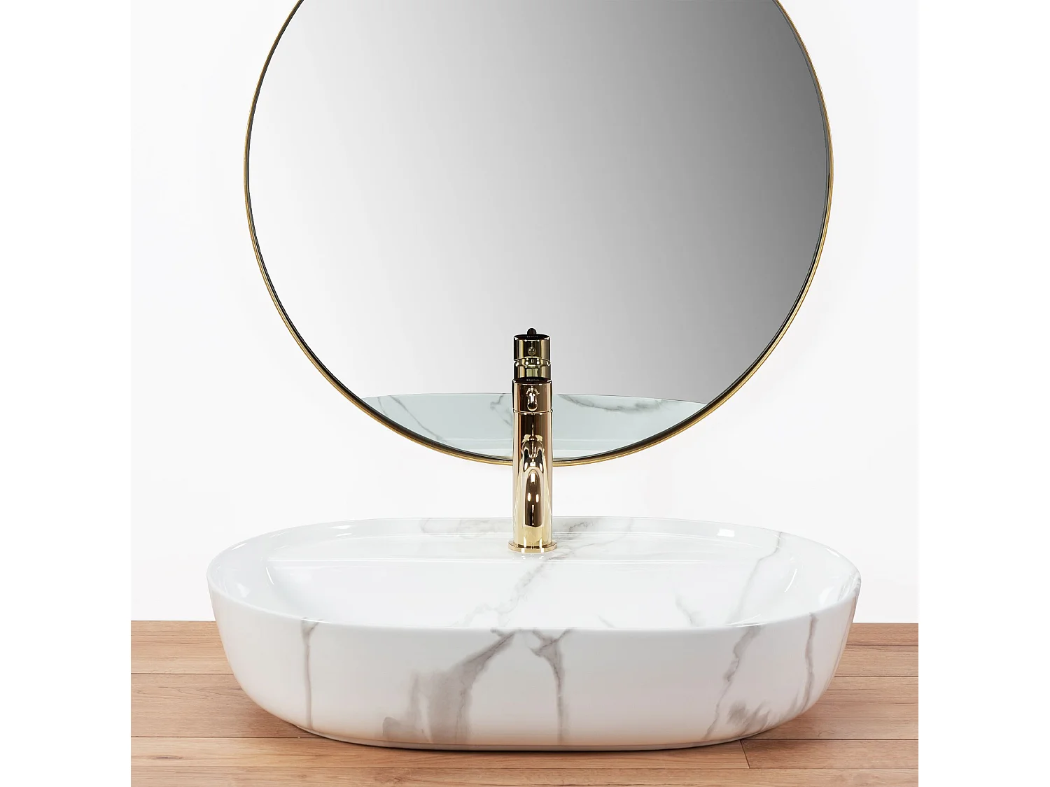 Lavabo Sobre Encimera Rea Aura 61 Marmo Shiny White