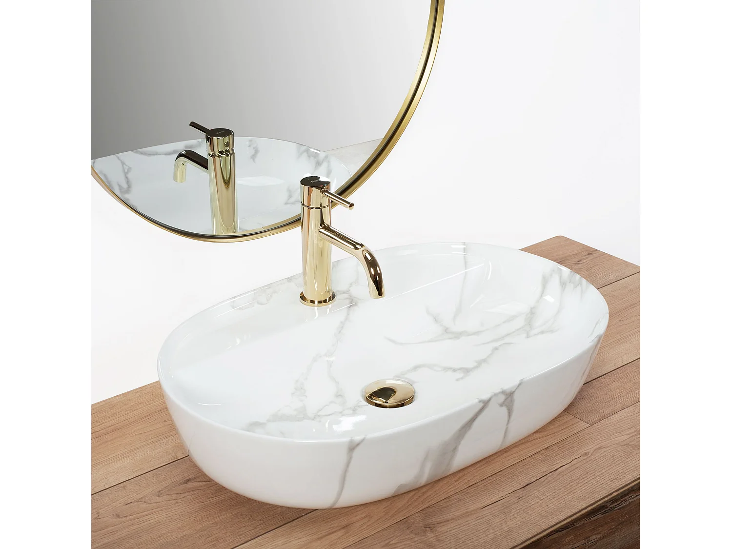 Lavabo Sobre Encimera Rea Aura 61 Marmo Shiny White