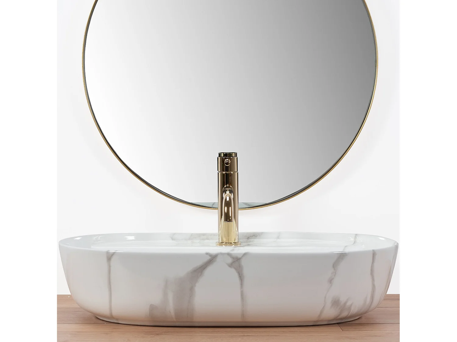 Lavabo Sobre Encimera Rea Aura 61 Marmo Shiny White