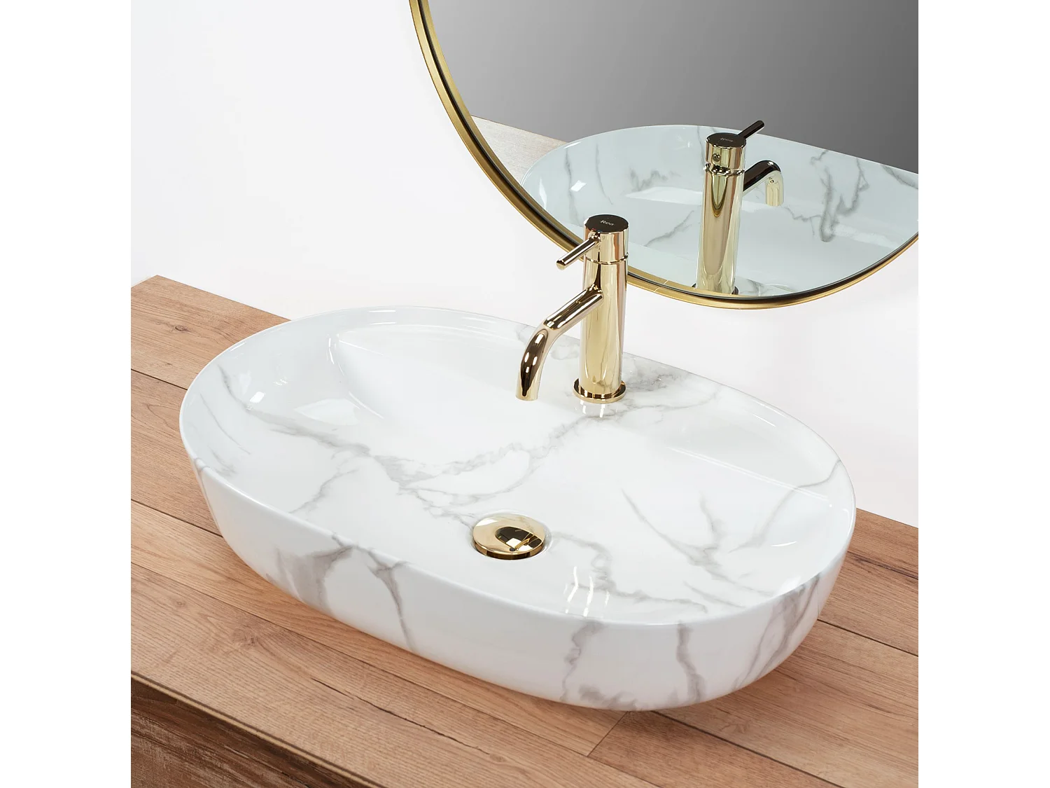 Lavabo Sobre Encimera Rea Aura 61 Marmo Shiny White