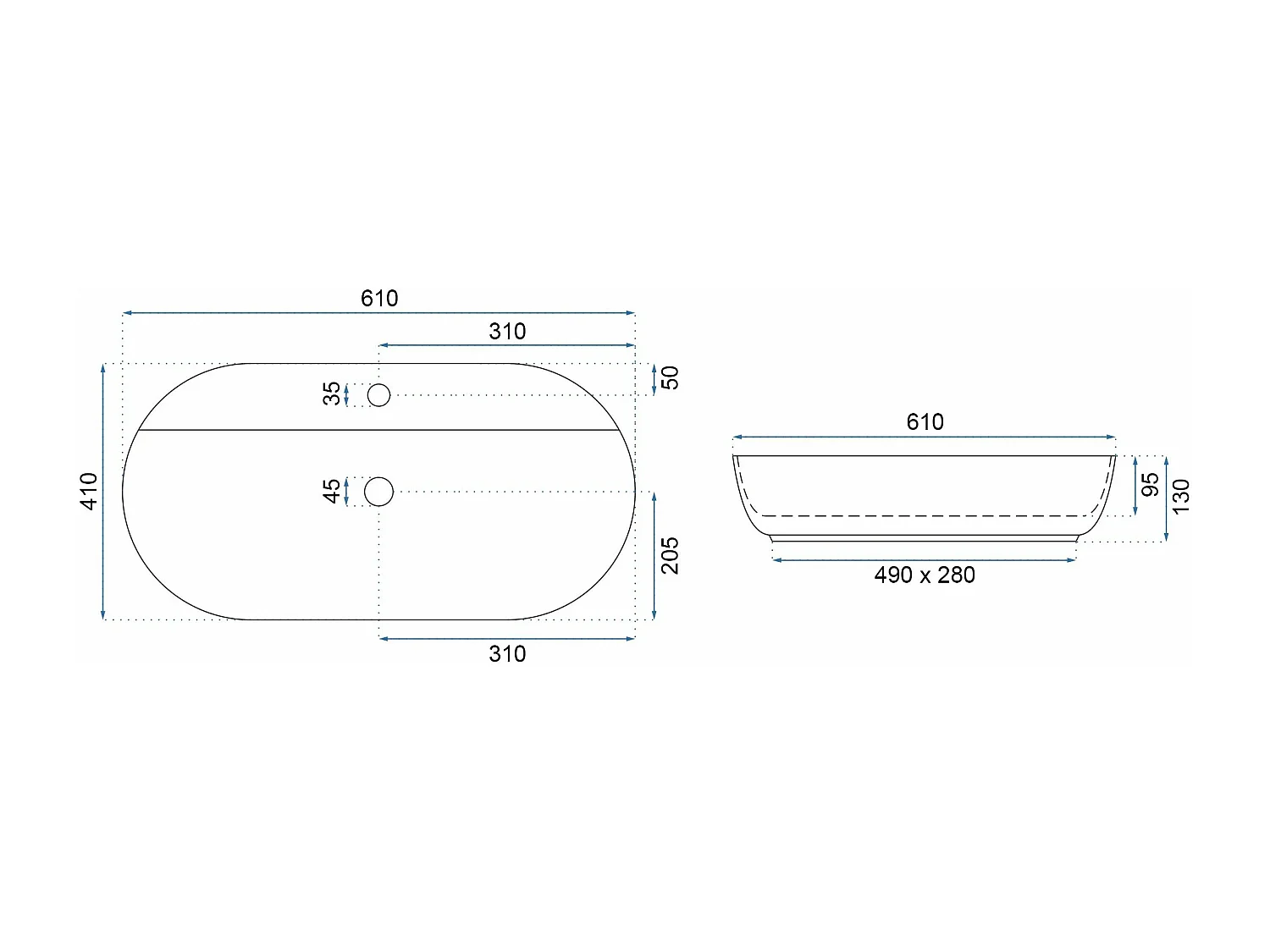 Vasque à poser Rea Aura 61 Marmo shiny