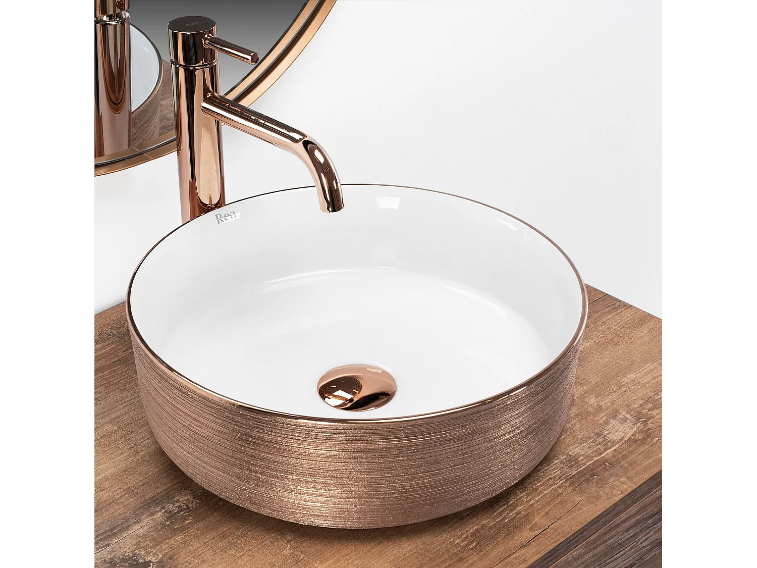 Lavabo Sobre Encimera Rea Sami White Gold