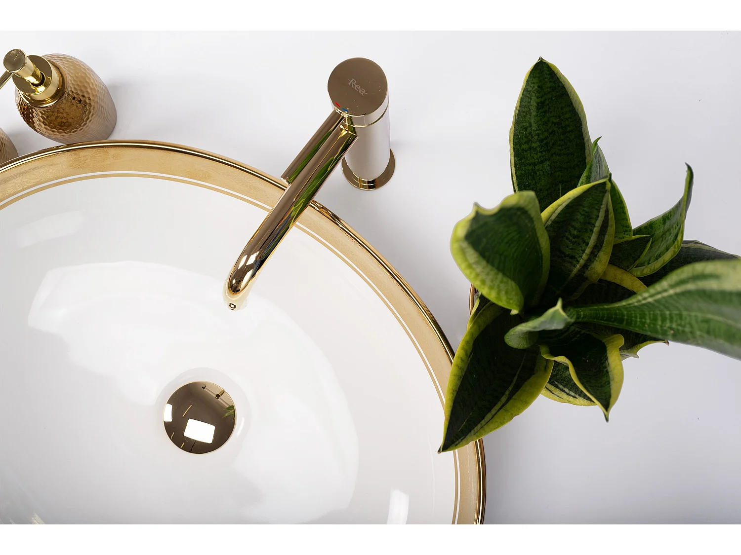 Lavabo Da Appoggio Rea Margot White Gold