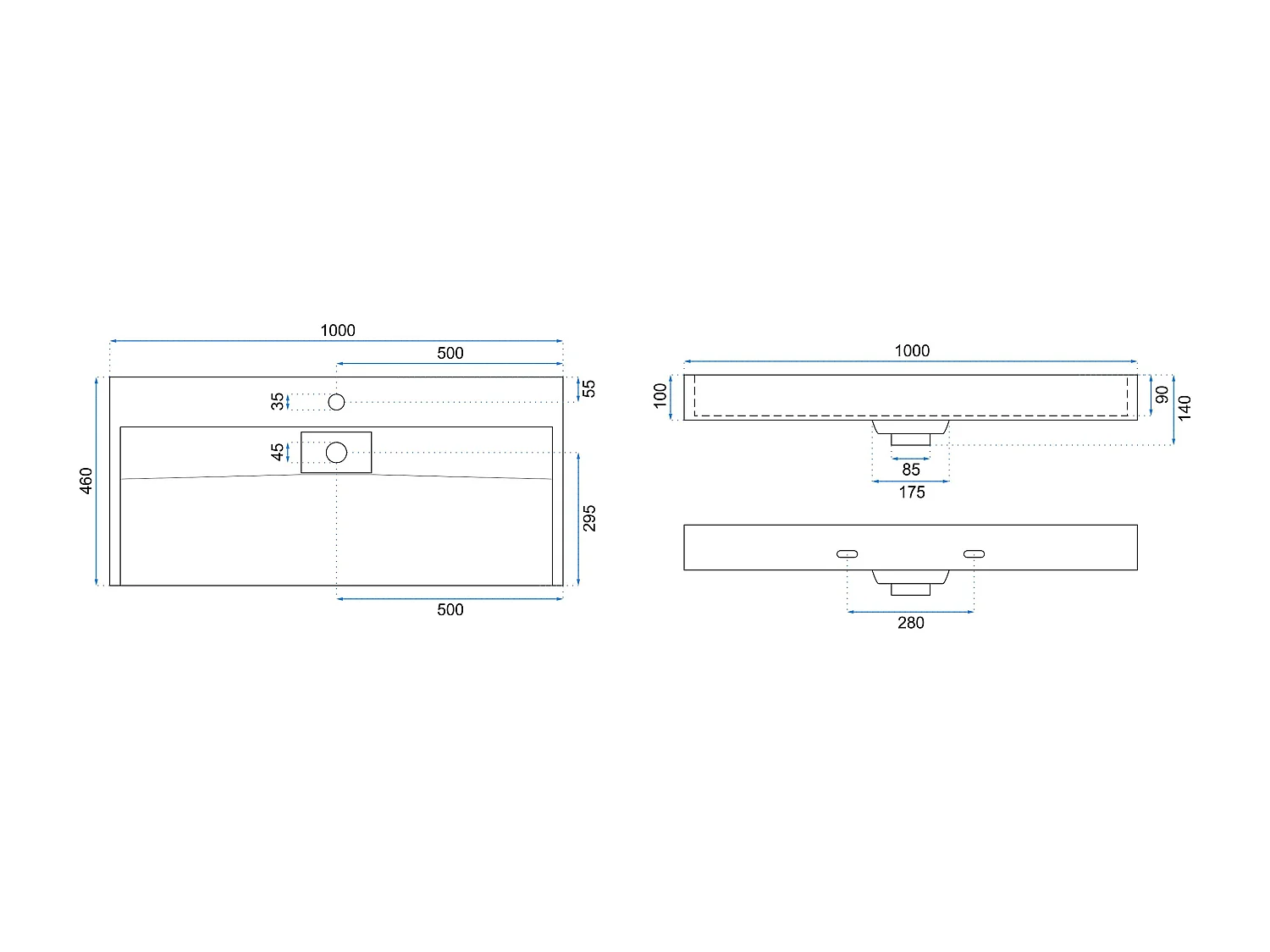 Verbundwaschbecken Rea Goya 100 White