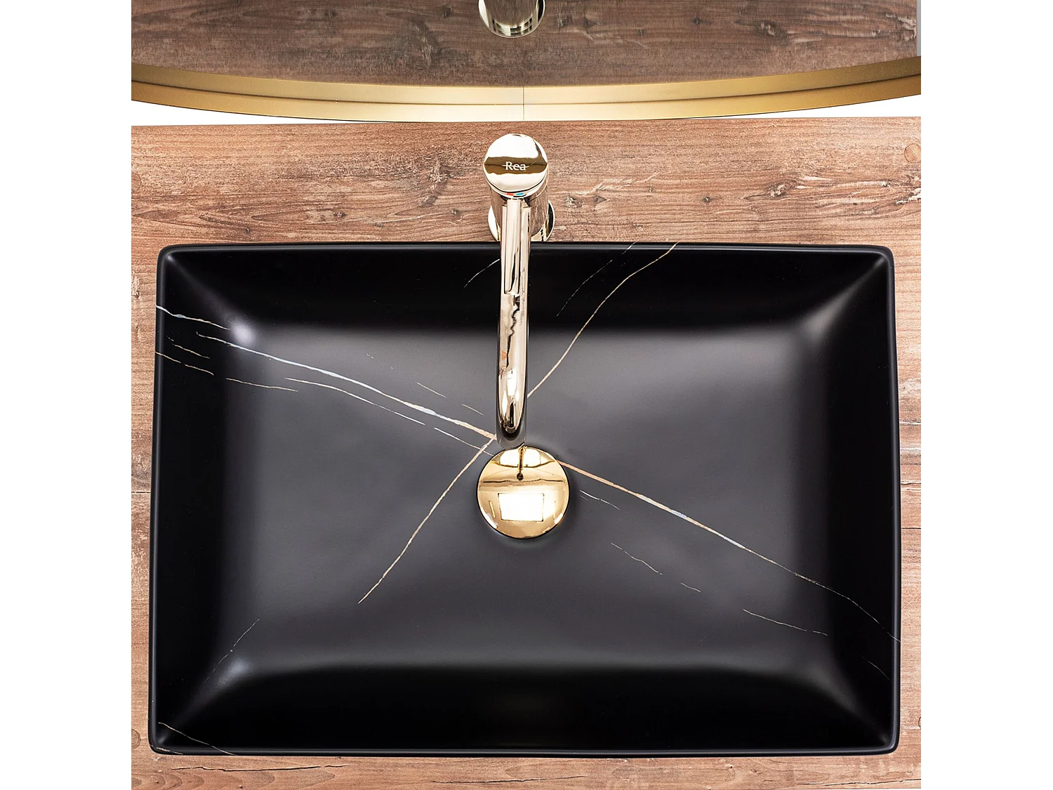 Opzetwastafel Rea Inga Marble- Nablatowa Black