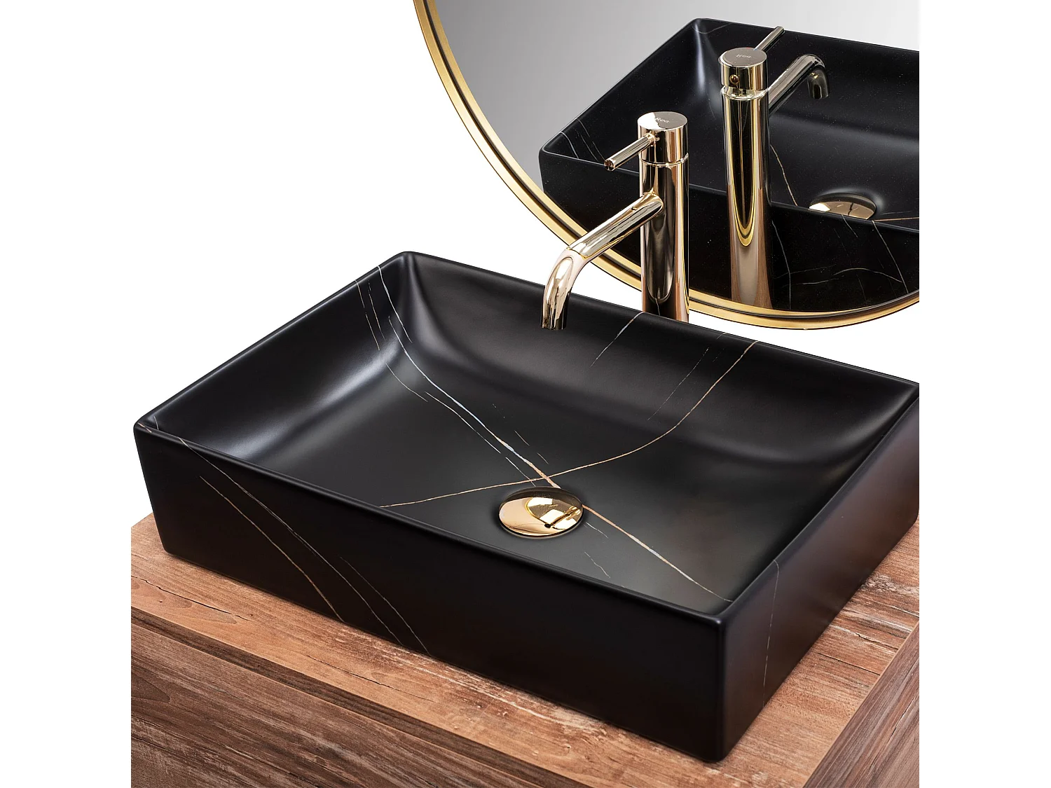 Opzetwastafel Rea Inga Marble- Nablatowa Black