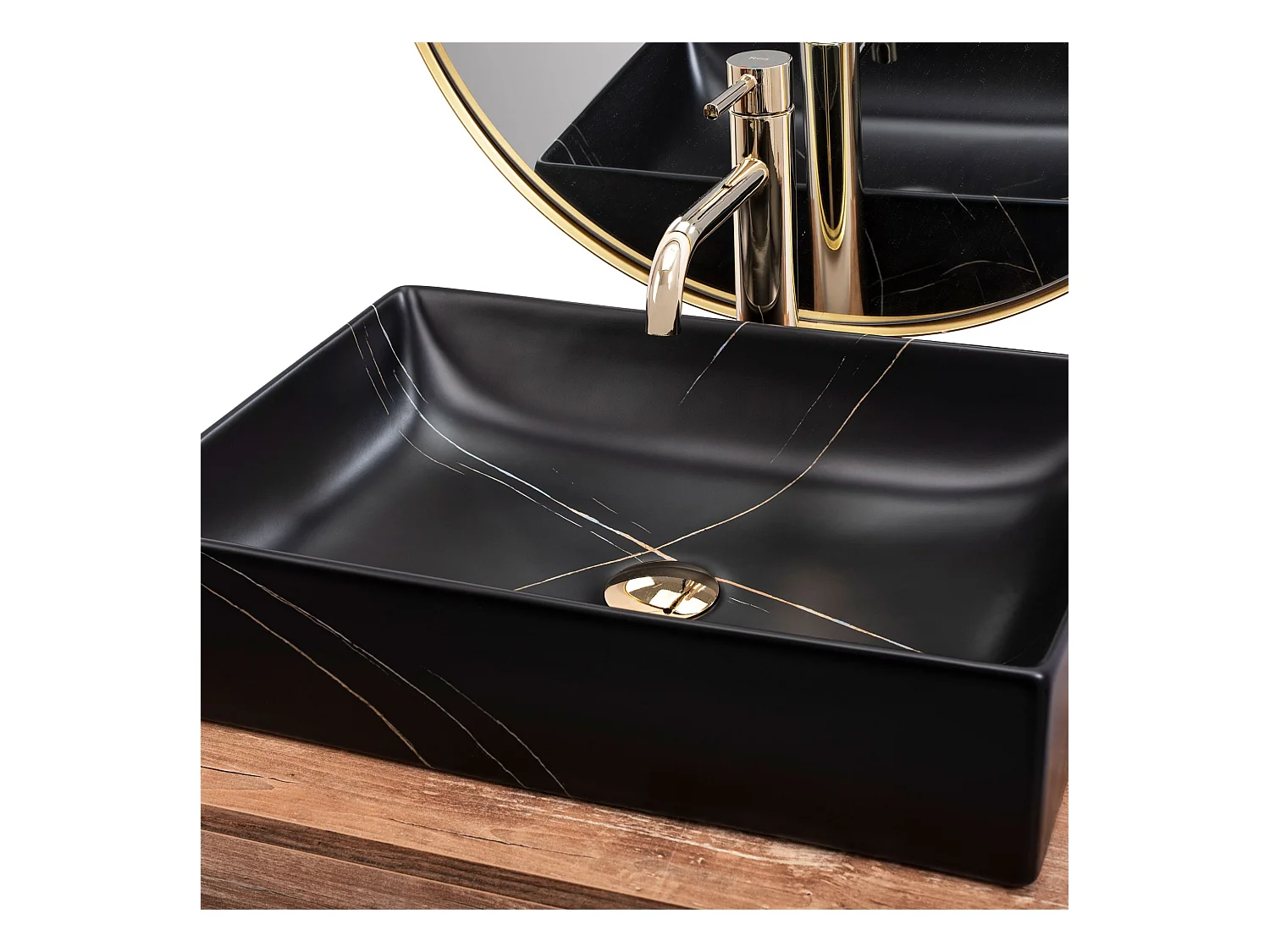 Opzetwastafel Rea Inga Marble- Nablatowa Black