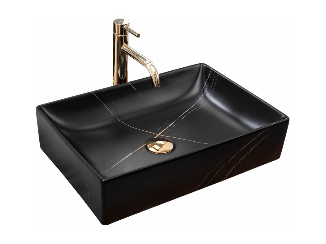 Opzetwastafel Rea Inga Marble- Nablatowa Black